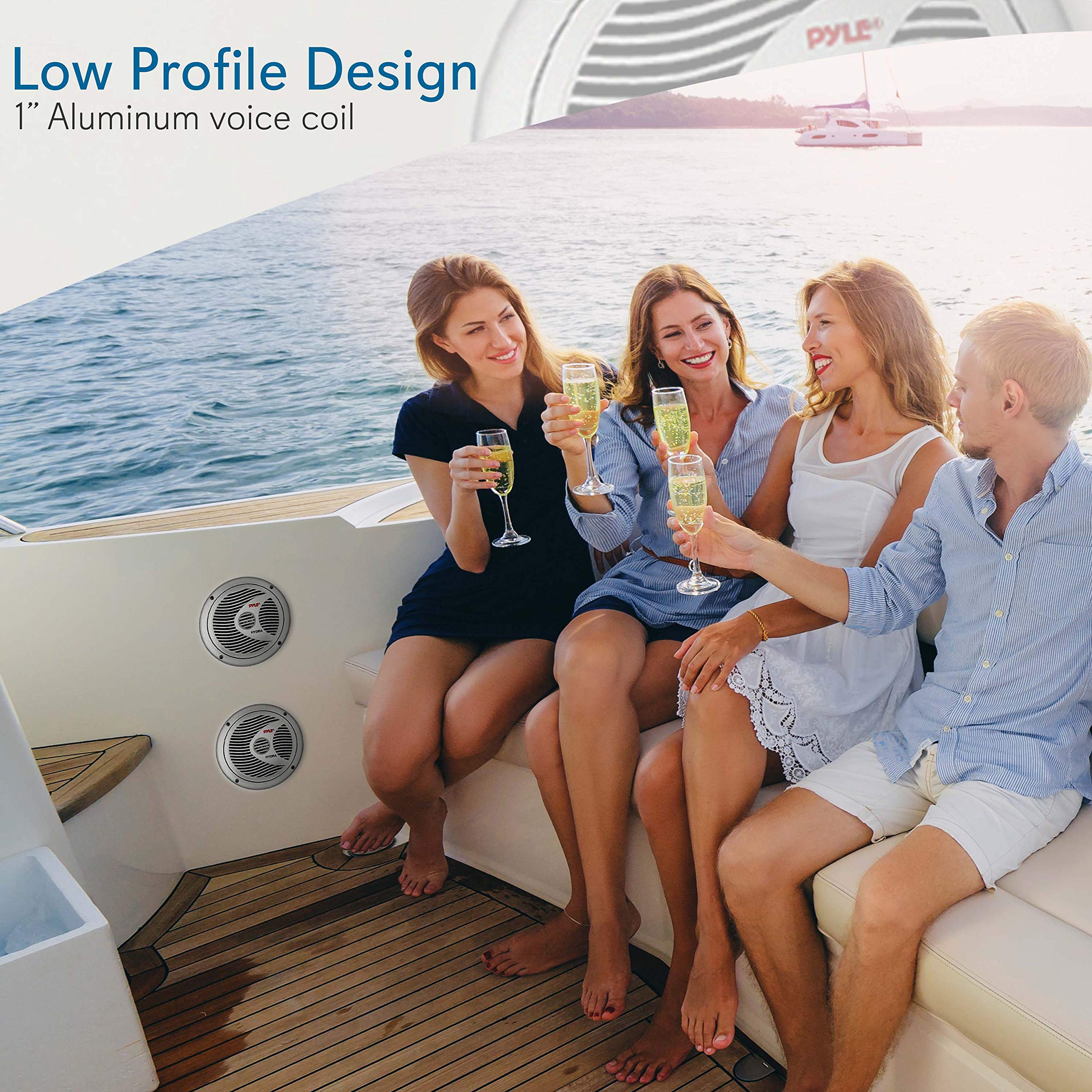 Pyle 6.5    Dual Marine Speakers - 2 Way Waterproof And Weather Resistant Outdoor Audio Stereo Sound System With 150 Watt Power,