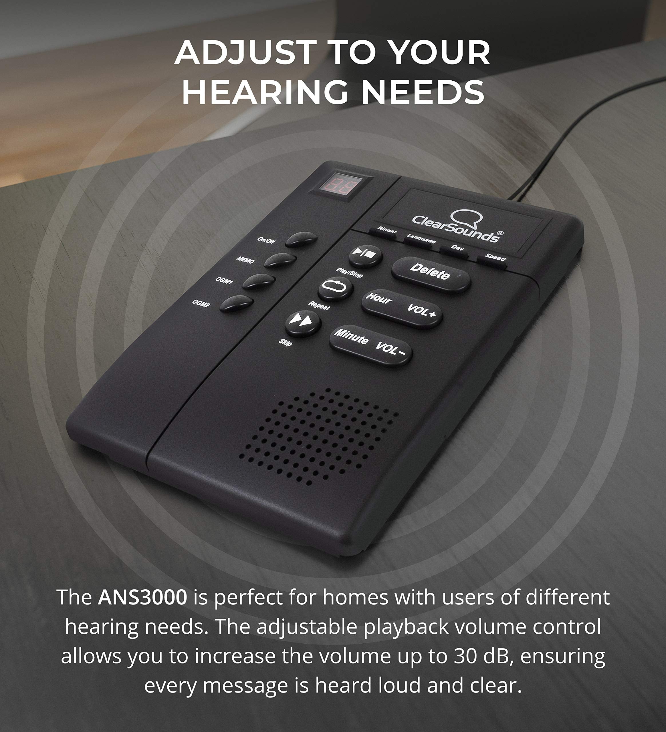 Clearsounds Ans3000 Amplified Answering Machine For Analog Telephones Landline With Up To 30Db Amplification
