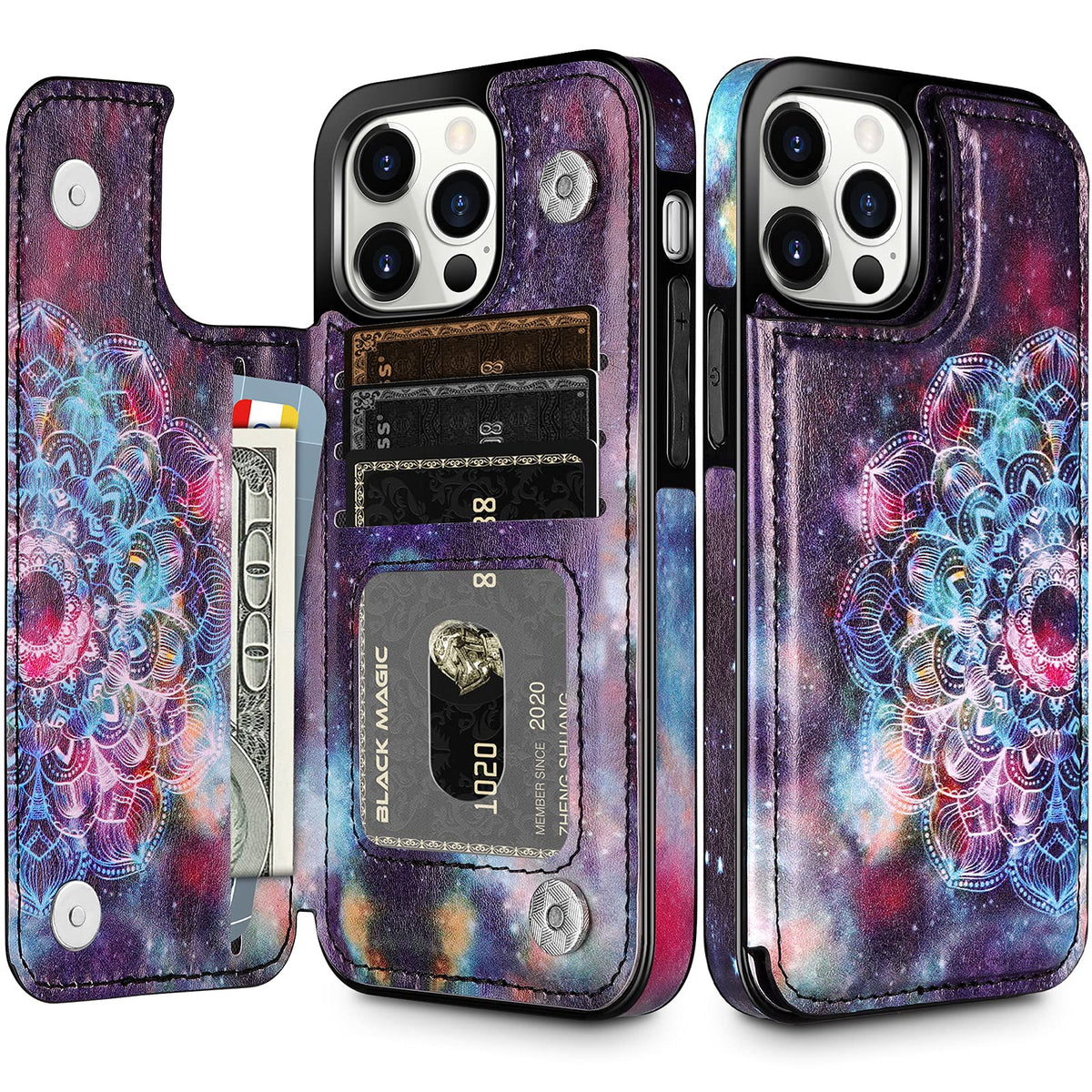 Hiandier Wallet Case Compatible With Iphone 13 Pro Max Case 5G 6.7-Inch Slim Protective With Credit Card Slot Holder Flip Folio 