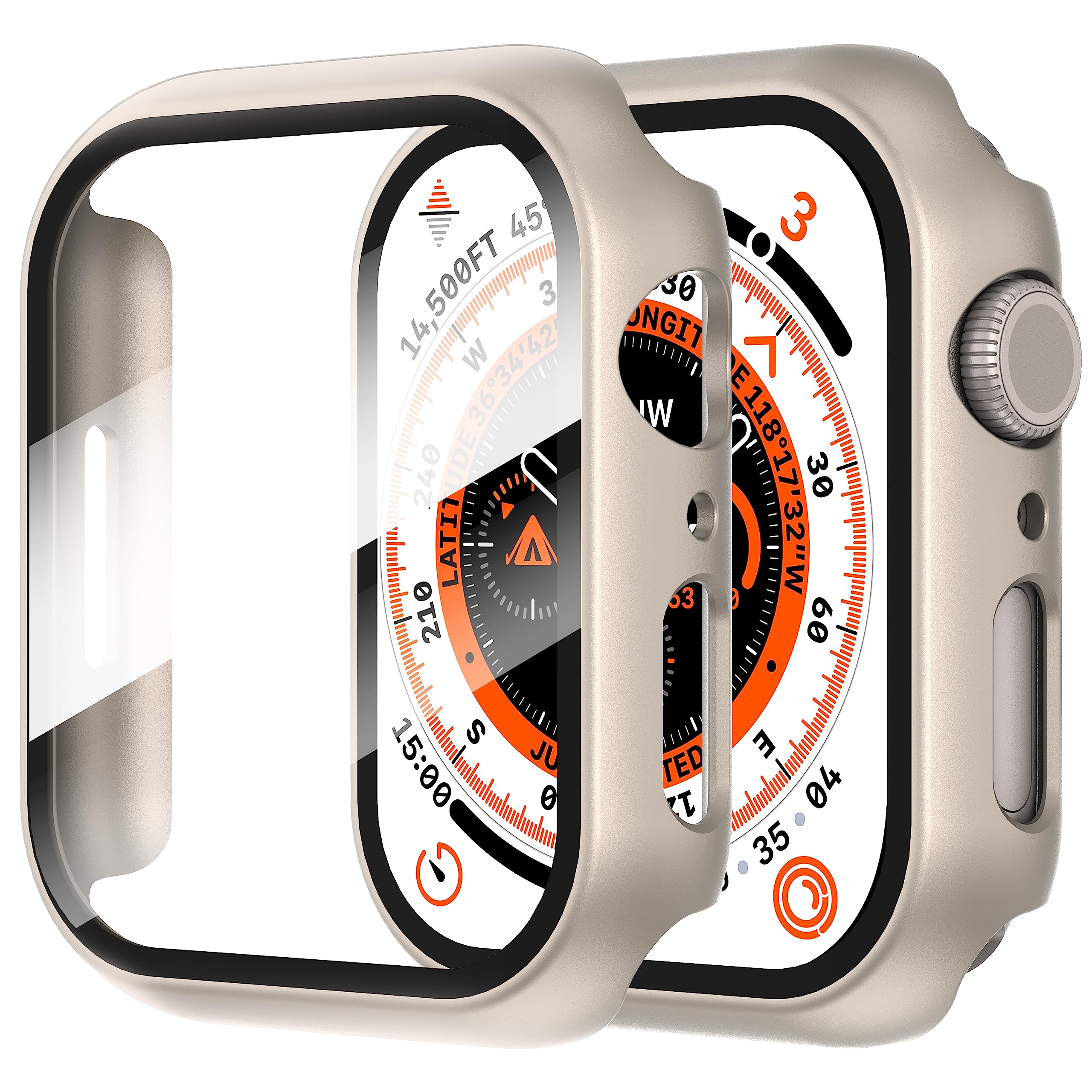 Suoman 2 Pack For Apple Watch Series 8/7/6/5/4/Series Se /Se 2 44Mm All Around Screen Protector Case, Tempered Glass Screen Prot