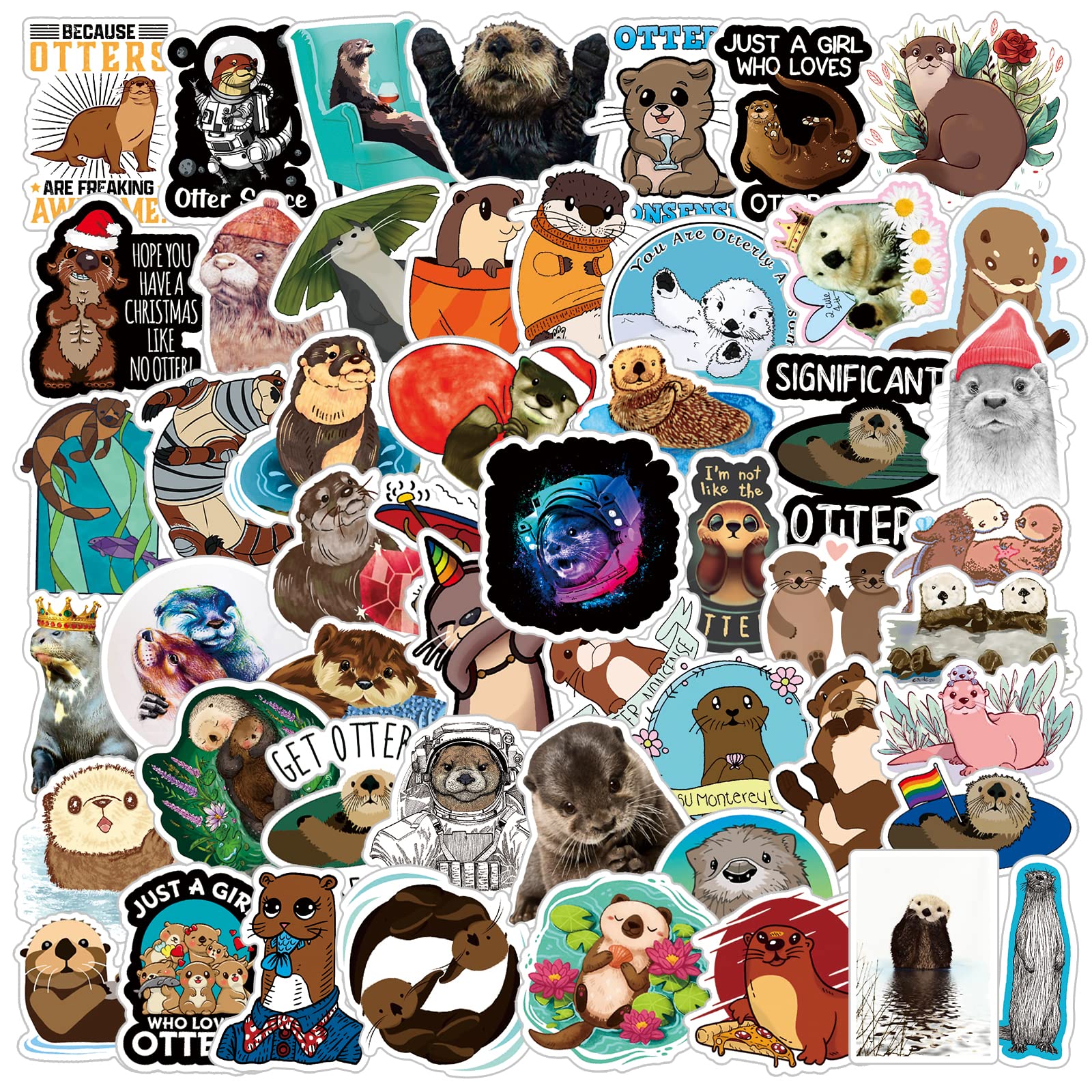 The Eurasian River Otter Cute Cartoon Animal Stickers 50Pcs Pack | Kawaii Deacls Graffiti Vinyl Pvc Waterproof For Adults Water 