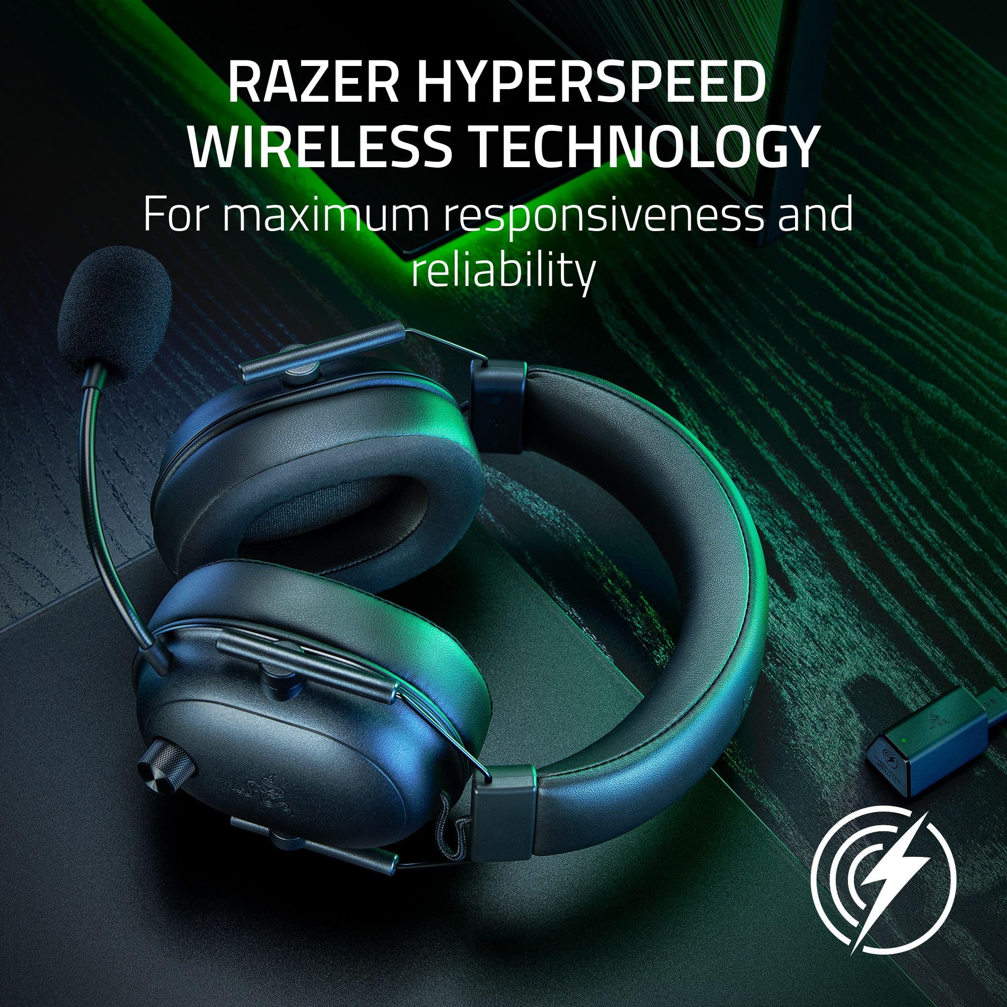 Razer Blackshark V2 Hyperspeed Wireless Gaming Headset: 2.4Ghz, Bluetooth Or Usb - Thx Spatial Audio - Titanium 50Mm Drivers - 7