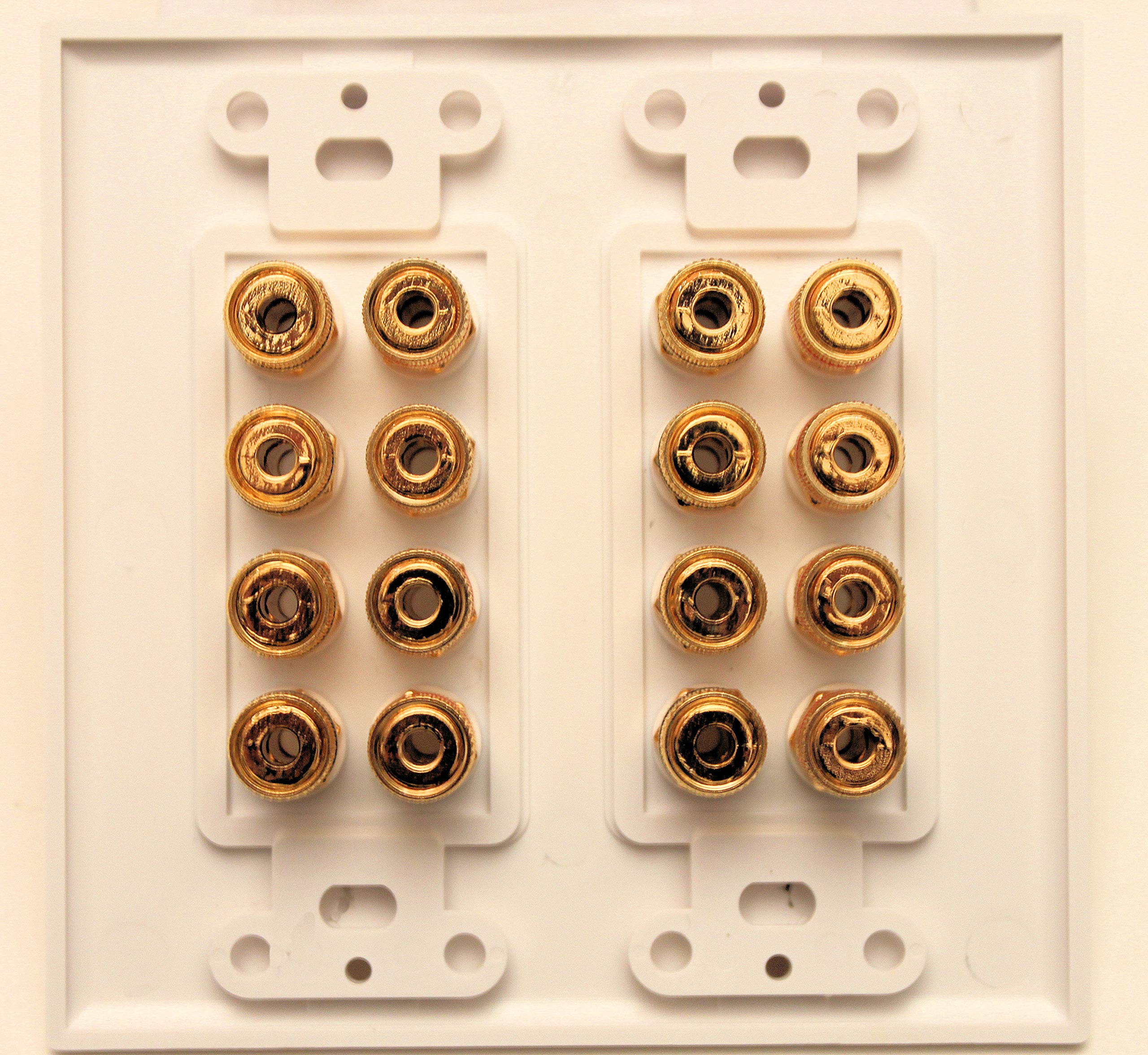 Unique Products Online Speaker Wall Plate 16 Post 8 Speakers Home Theater Dolby Audio Plastic White