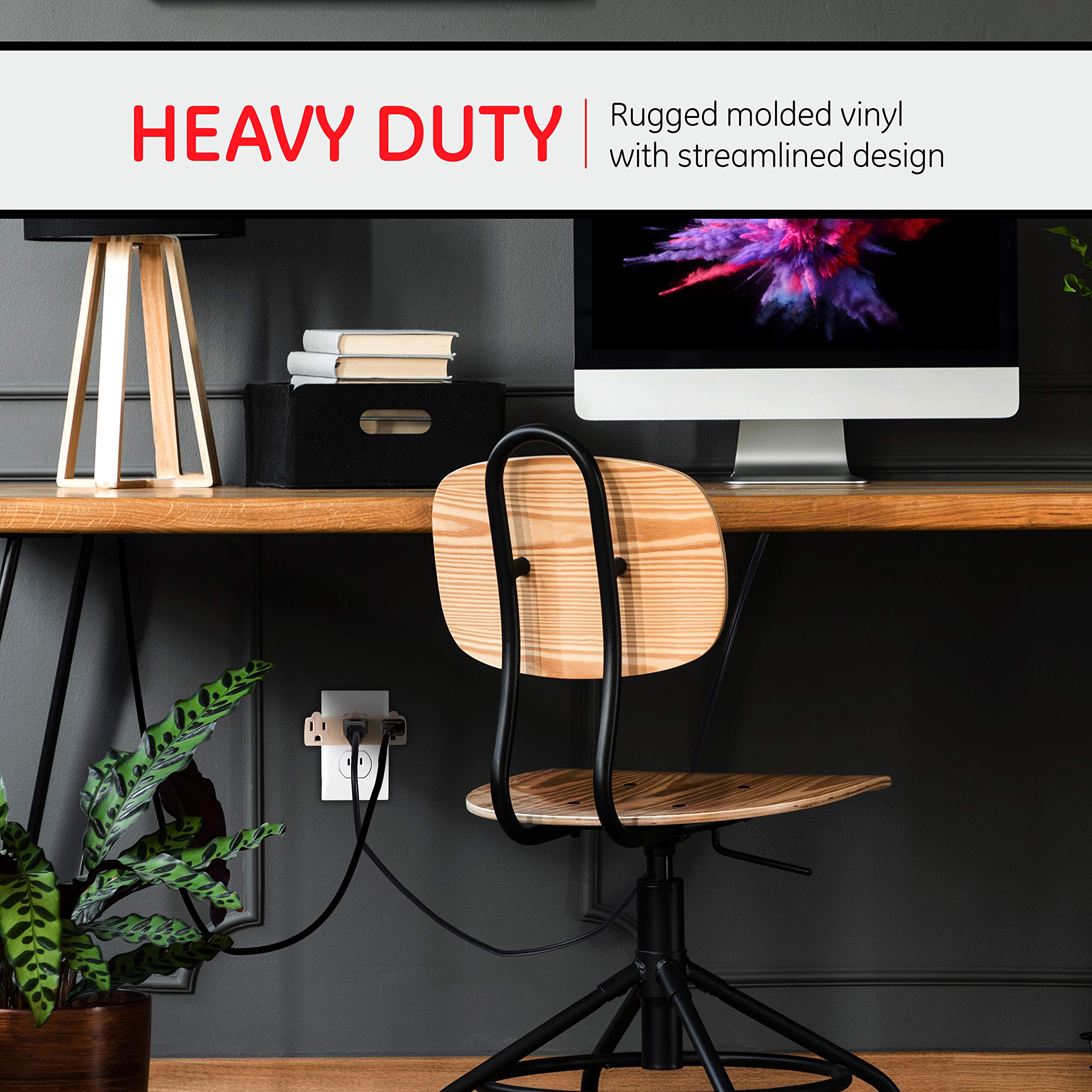 Ge 3 Outlet Extender, Grounded Wall Tap, 3 Prong, Multiple Plug, Power Splitter, Cruise Essentials, Use For Home Office School D