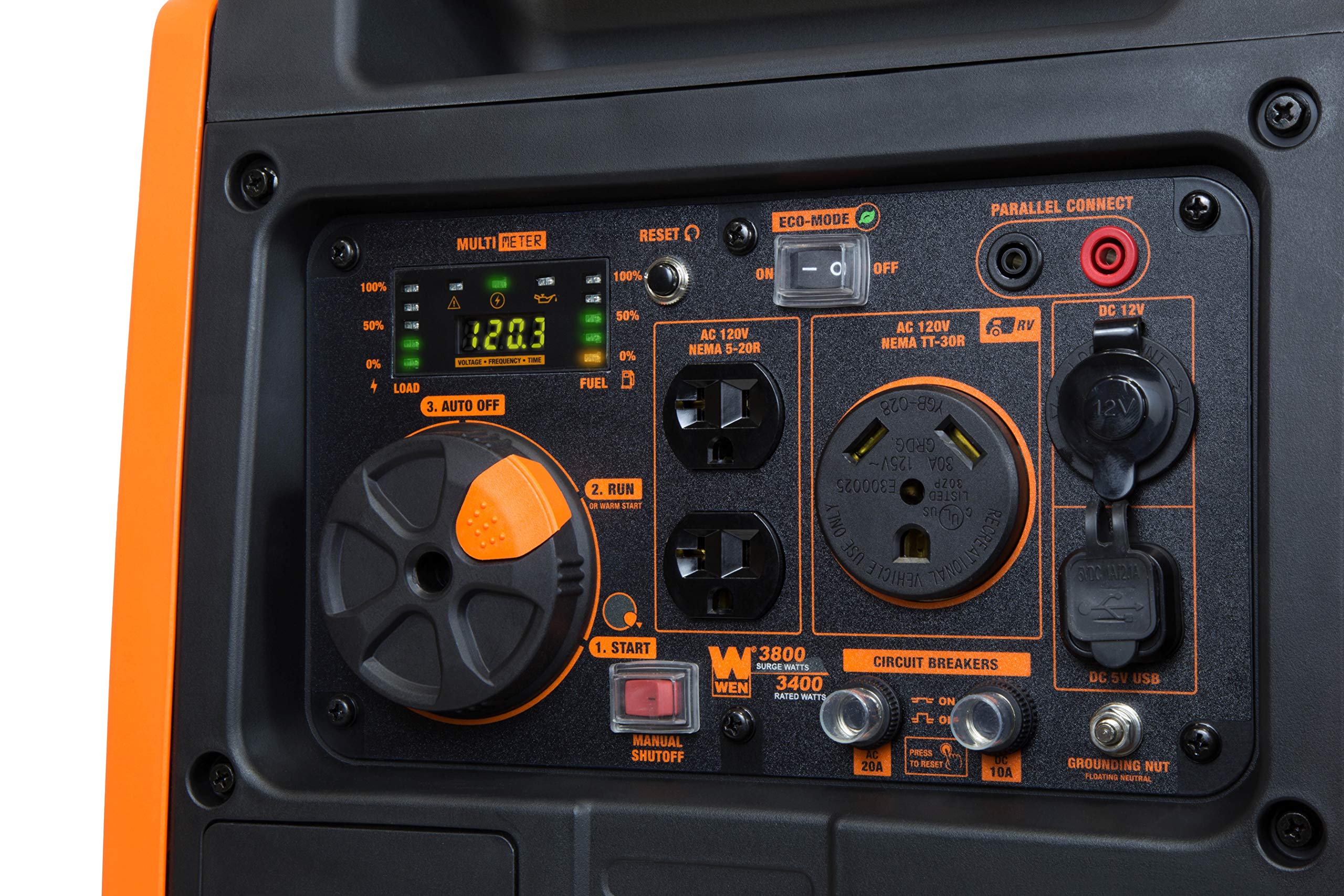 Wen 3800 Watt Inverter Generator, Electric Start, Rv Ready, Portable And Super Quiet With Fuel Shut Off (56380I)