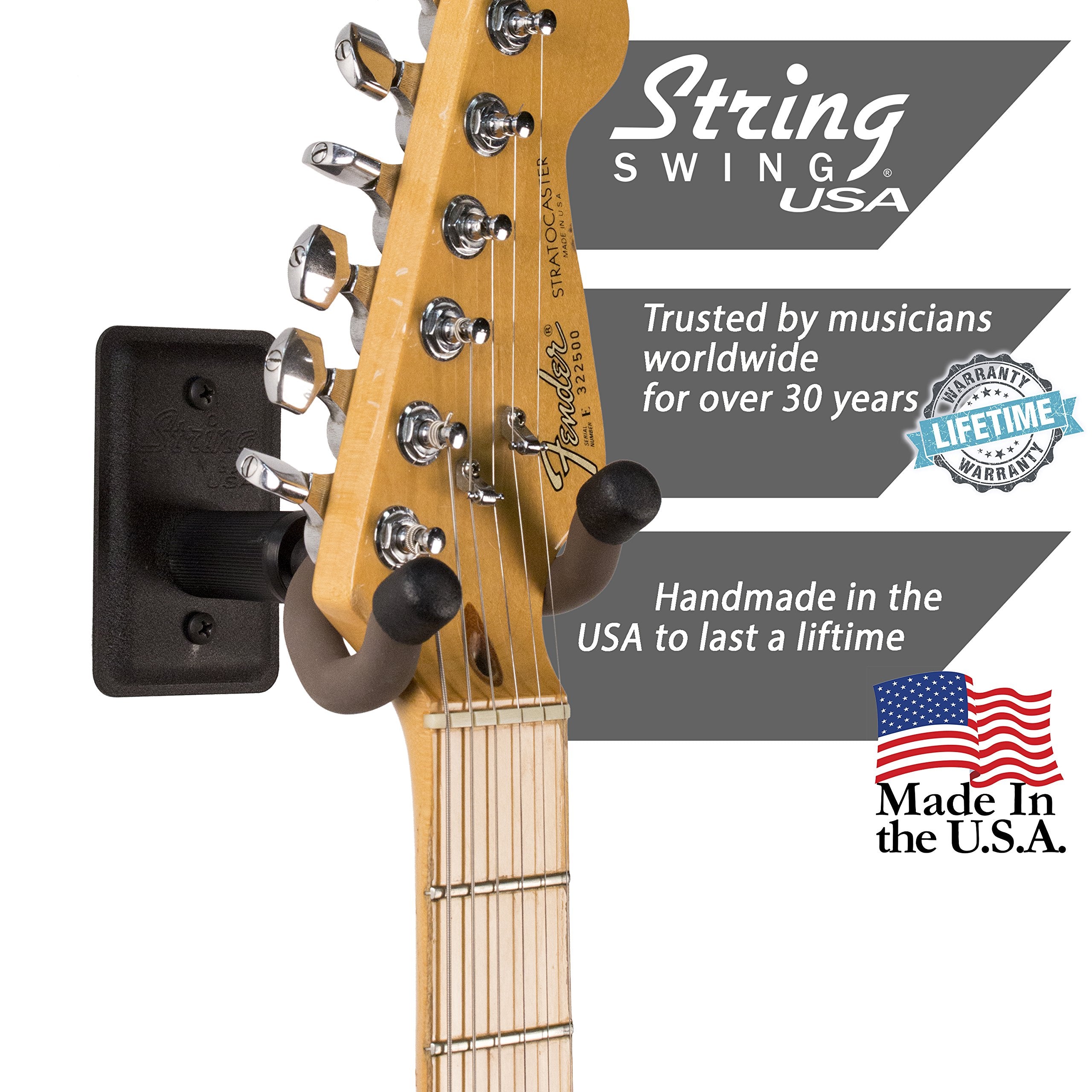 String Swing Guitar Hanger   Holder For Electric Acoustic And Bass Guitars   Stand Accessories Home Or Studio Wall   Musical Ins