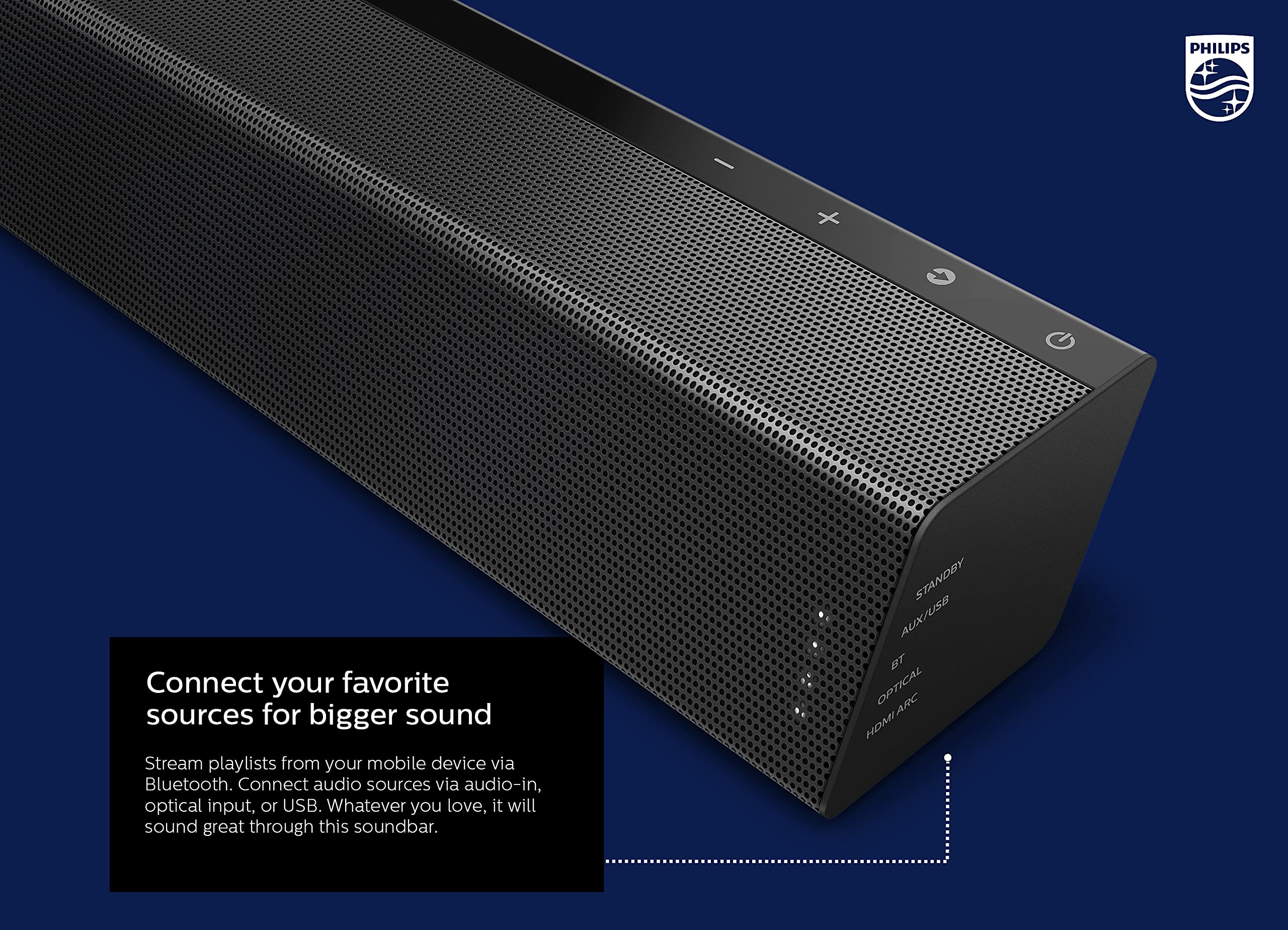 Philips B7305 2.1 Channel 300 Watts Dolby Audio Performance Soundbar Speaker With Wireless Subwoofer, Hdmi Arc (Tab7305)