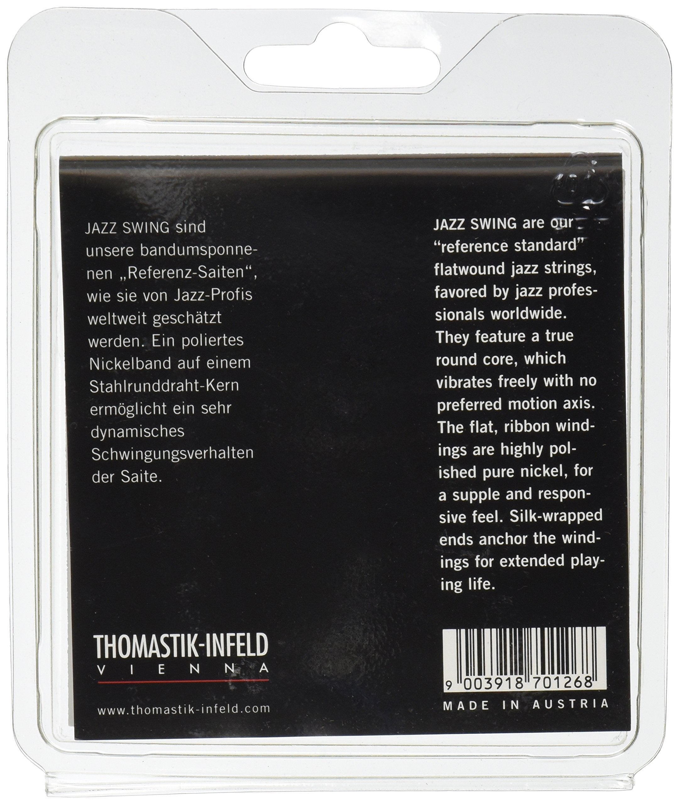 Thomastik Infeld Jazz Guitar Swing Series 6 String Pure Nickel Flat Wounds E, B, G, D, A, E Set (Js110)