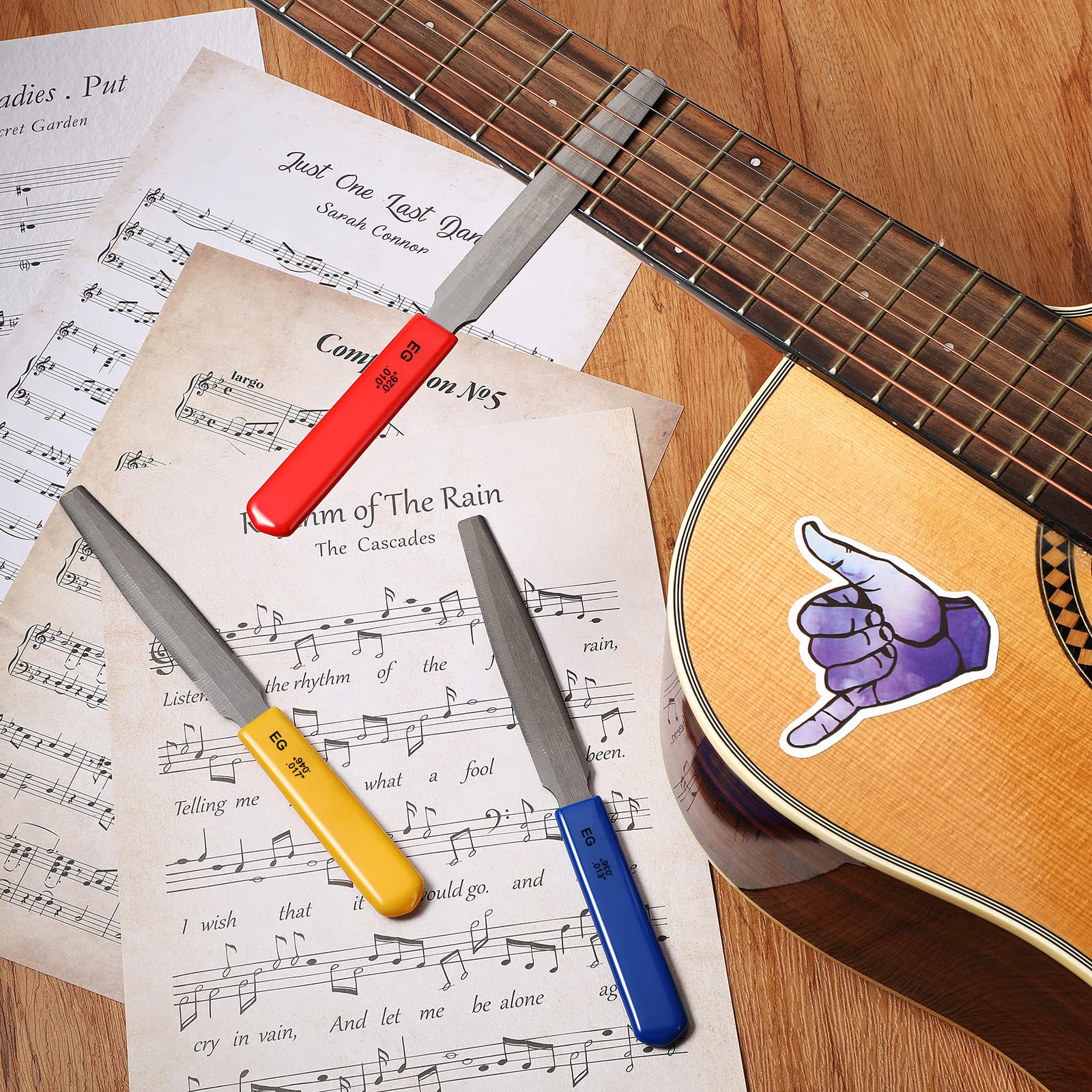 3 Pieces Tapered Guitar Nut Files Nut Slotting Files Set Double Edge Fret File Electric Guitar Fret Tools Fret Crowning Files Fo