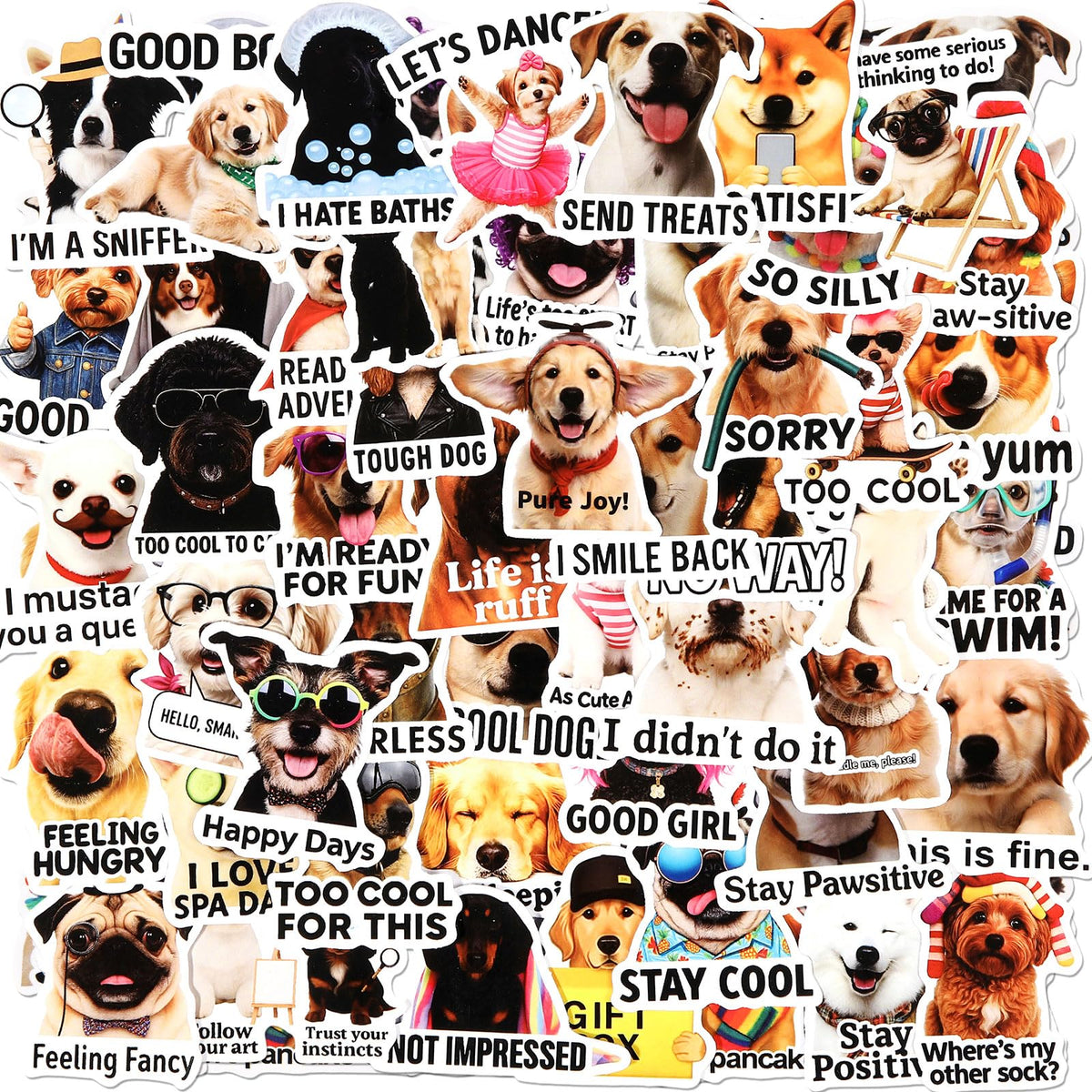 Tinlade 50 Pcs Funny Dog Stickers Dog Meme Stickers Cute Animal Sticke ...