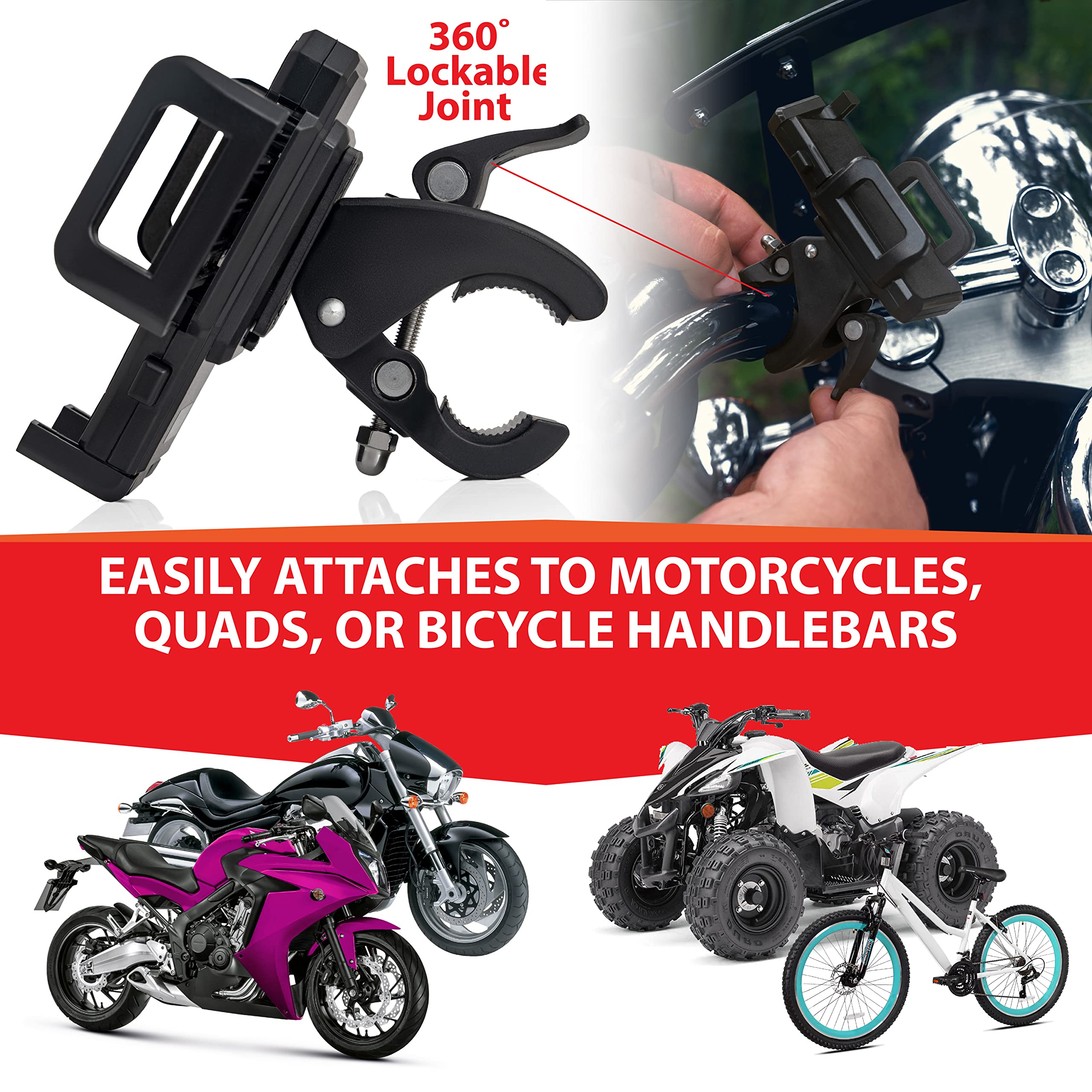 Diamond Plate Adjustable Motorcycle/Bicycle Phone Mount