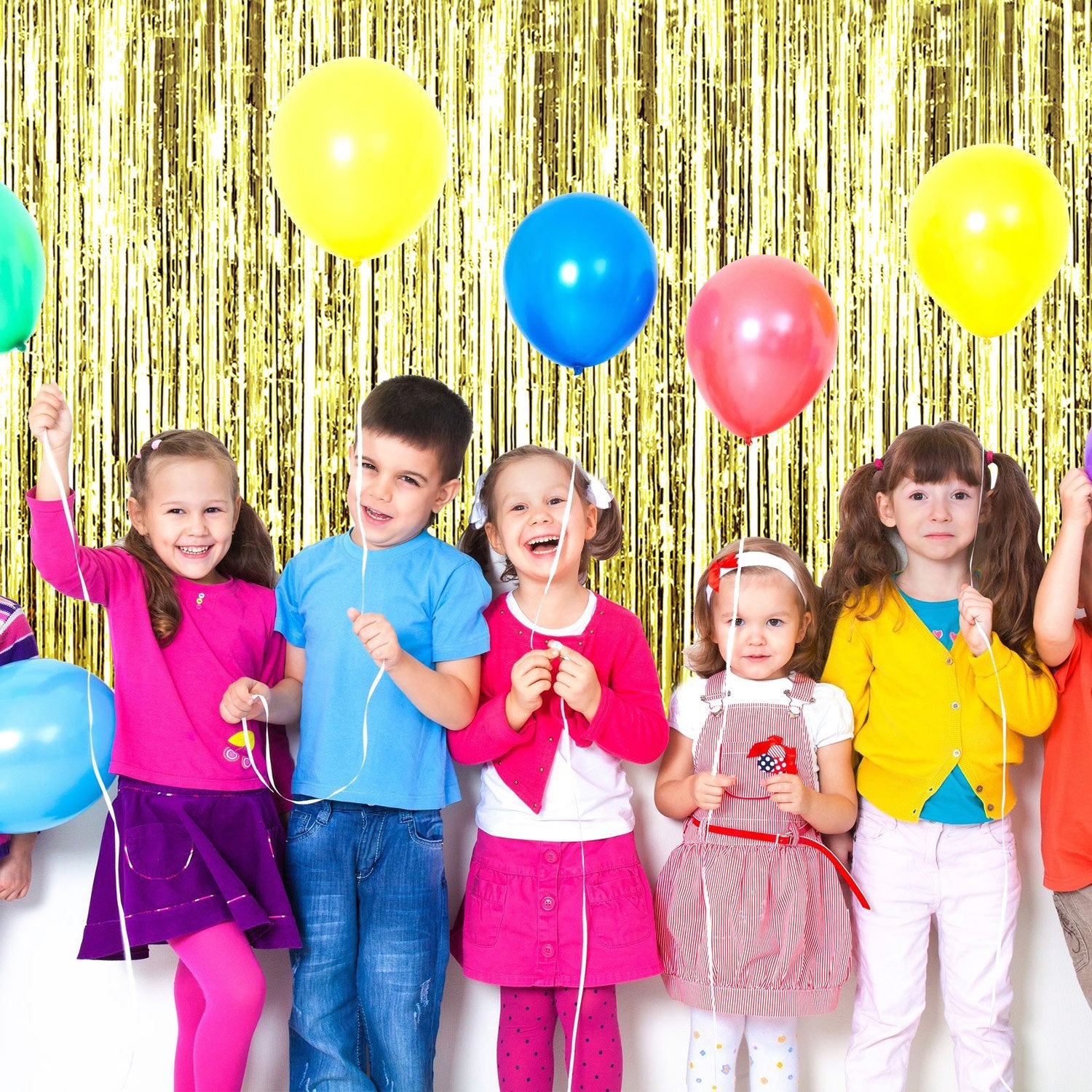 4 Pack Foil Curtains Metallic Fringe Curtains Shimmer Curtain For Birthday Wedding Disco Party Decorations (Gold)