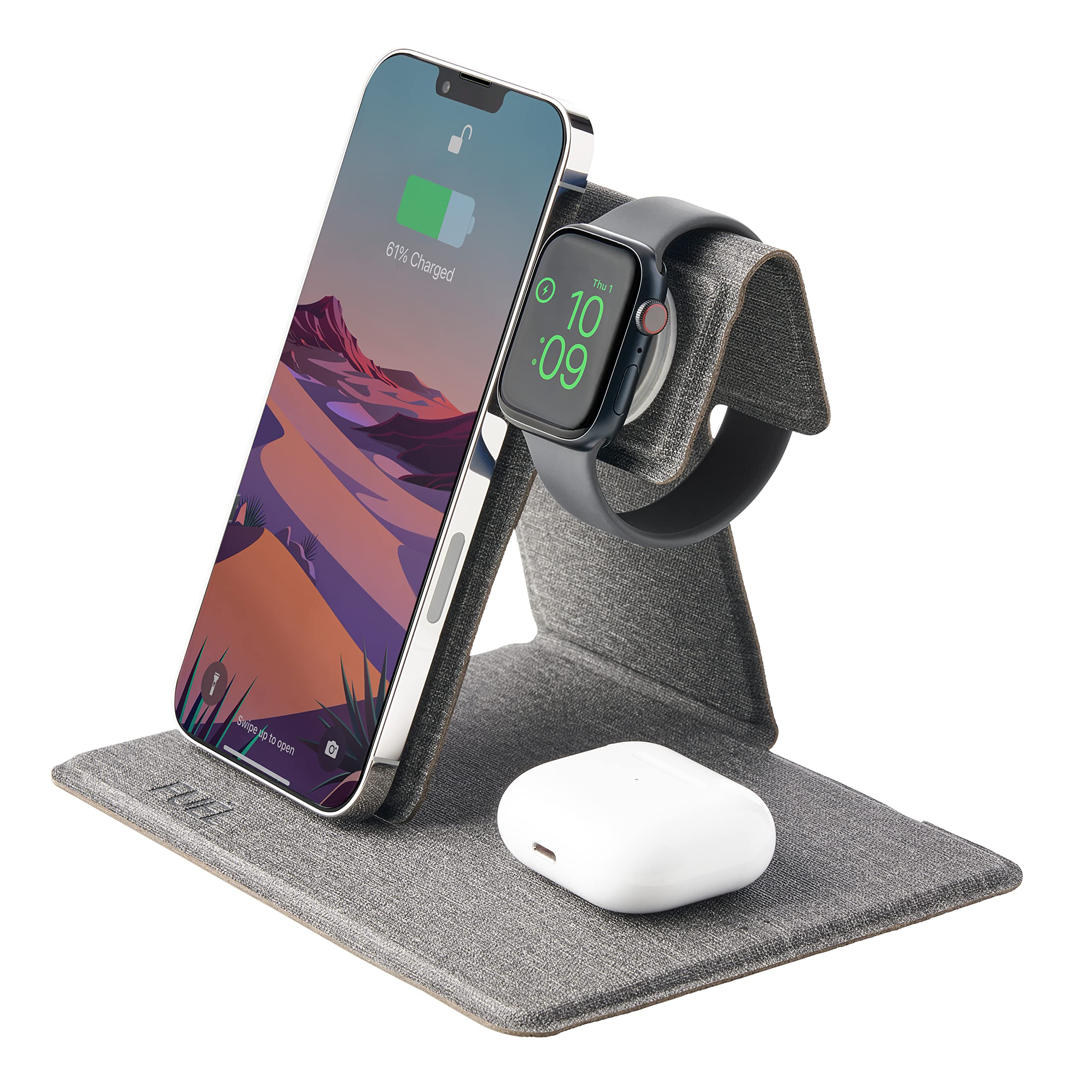 FUEL Foldable 3 in 1 Fast Wireless Charging Station for Multiple Devices - Portable iPhone Charger w/ 45W Wall Charger for iPhon