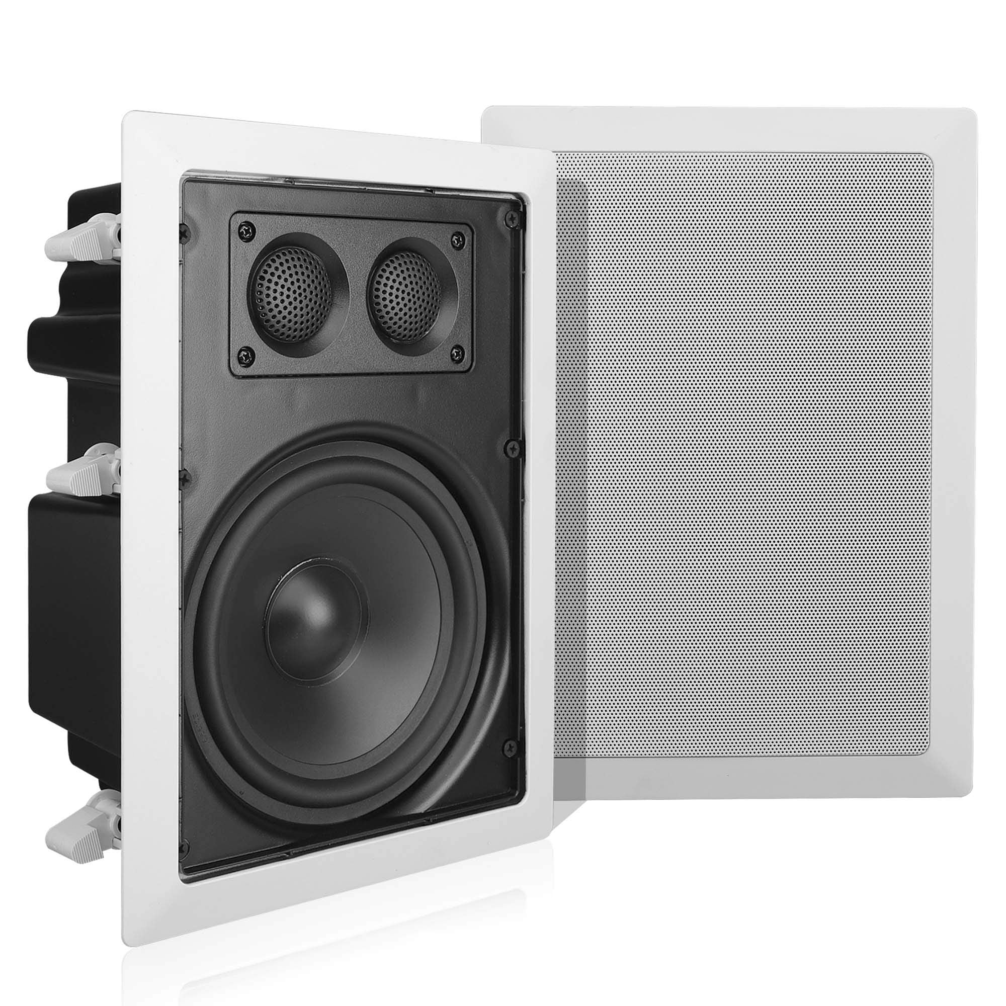 Pyle In-Wall / In-Ceiling Dual 6.5 Enclosed Speaker Systems, 2-Way Flush Mount Stereo Speakers (Pair),White