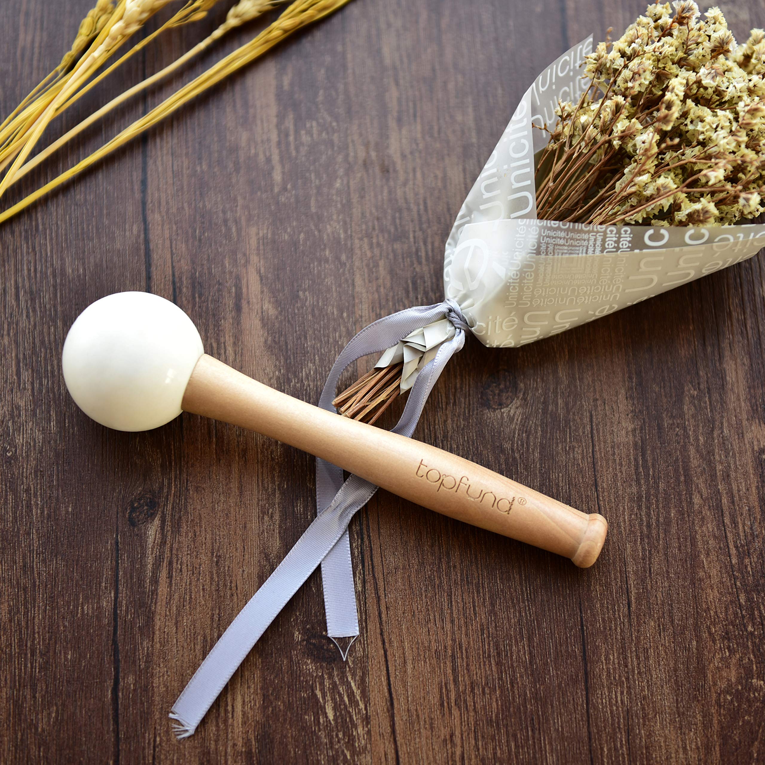 Topfund Crystal Singing Bowl Rubber Mallet With Bundle Pocket For Singing Bowls Playing