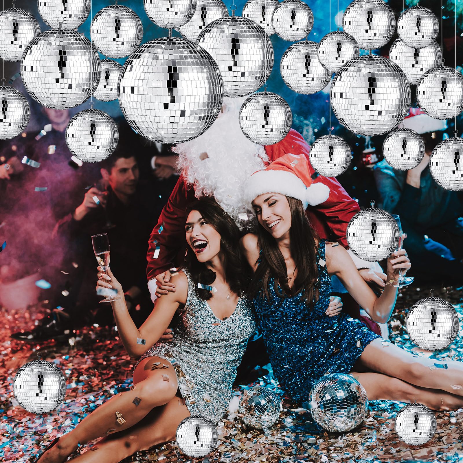 Sumind 25 Pcs Disco Balls Decor Disco Balls Silver Hanging Decorations Reflective Mirror Ball Wedding Dance And Music Festivals