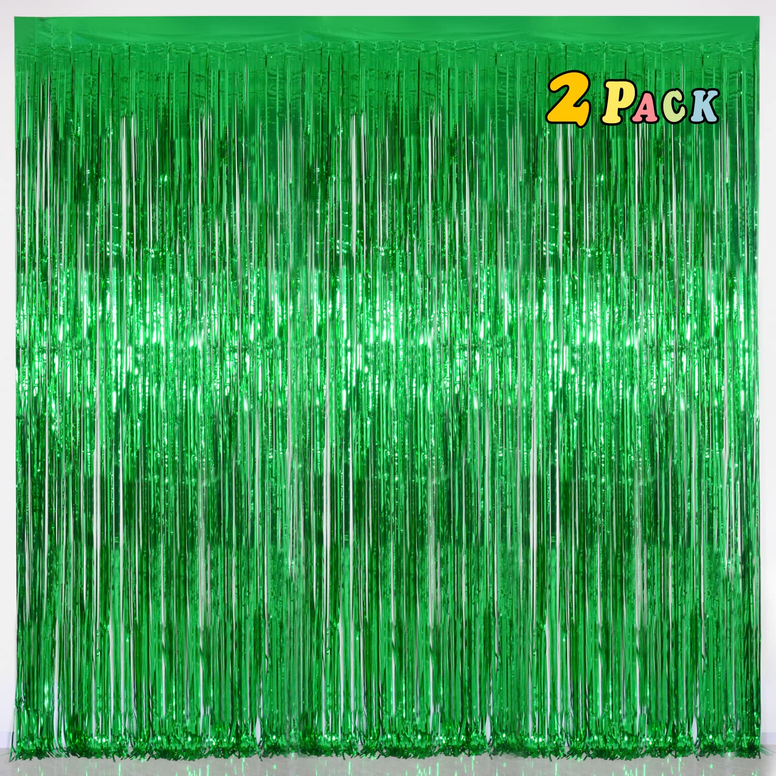 Melsan St Patricks Day Decorations, Tinsel Foil Fringe Curtains For St Patricks Day Decorations, Green Tinsel Fringe Curtain For