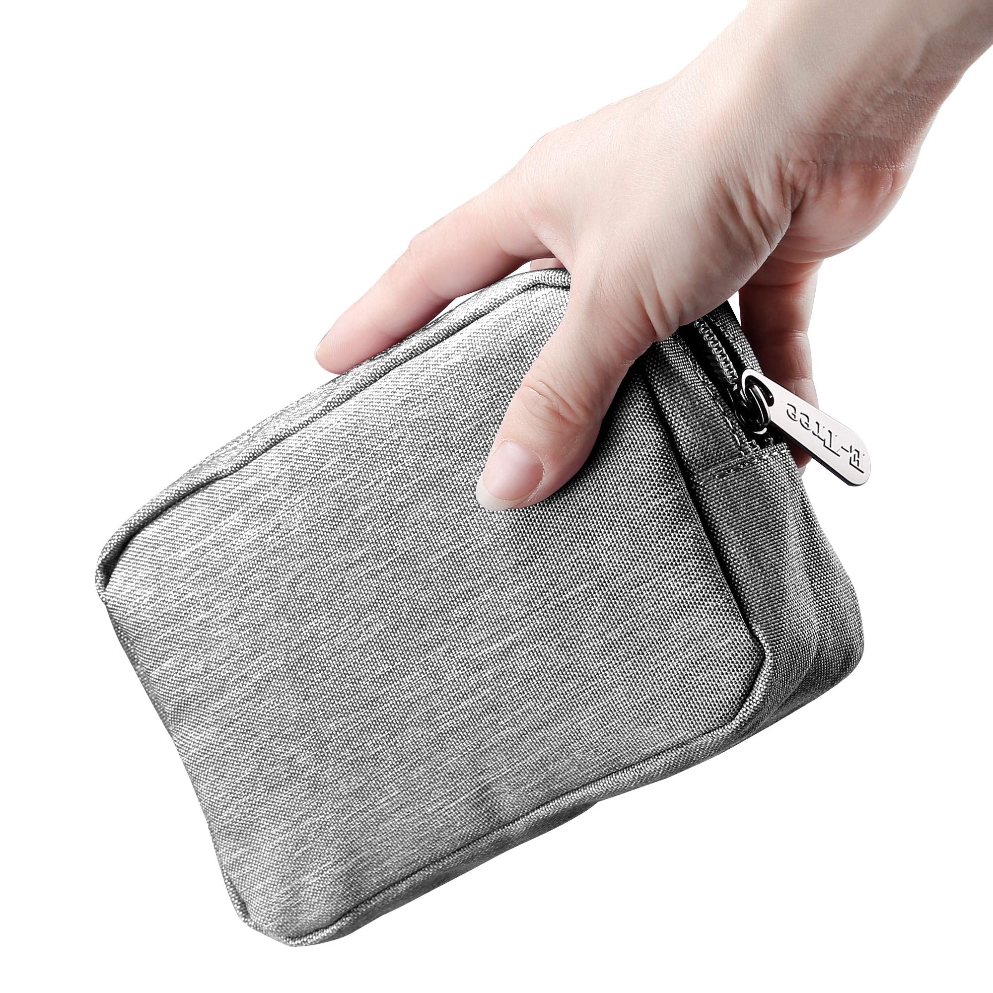E Tree 7 Inch Canvas Zippered Small Bag, Mini Travel Makeup Carrying Case, Cosmetic Bag, Portable Electronics Accessories Organi