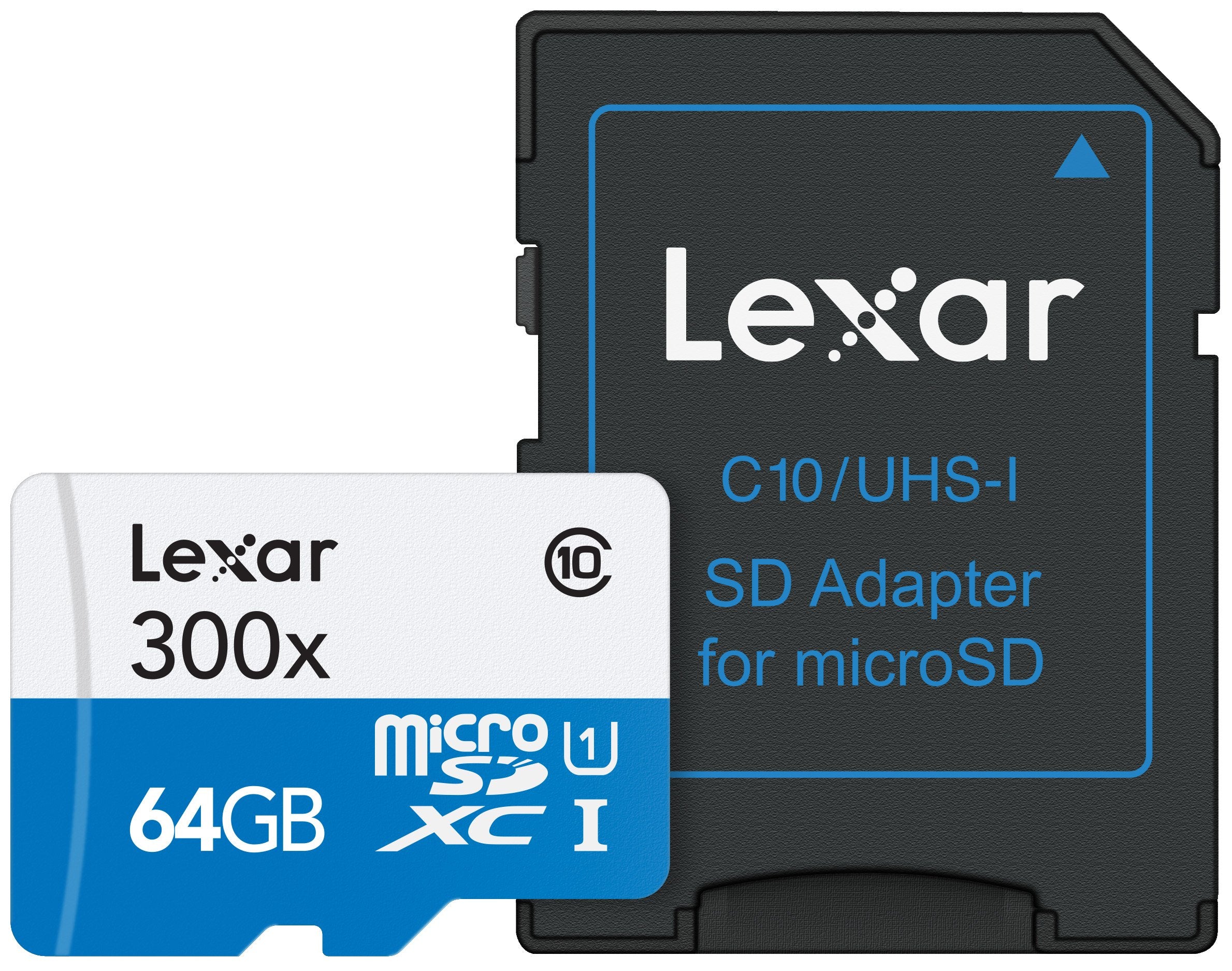Lexar High-Performance Microsdxc 300X 64Gb Uhs-I/U1 W/Adapter Flash Memory Card - Lsdmi64Gb1Nl300A