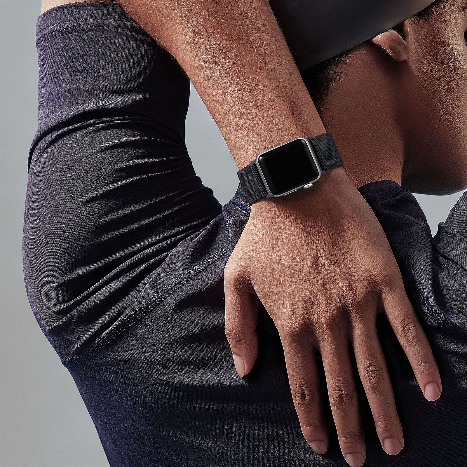 Adorve Stretchy Solo Loop Compatible With Apple Watch Ultra Band 49Mm 46Mm 45Mm 44Mm 42Mm 38Mm 40Mm 41Mm Men Women, Soft Nylon E