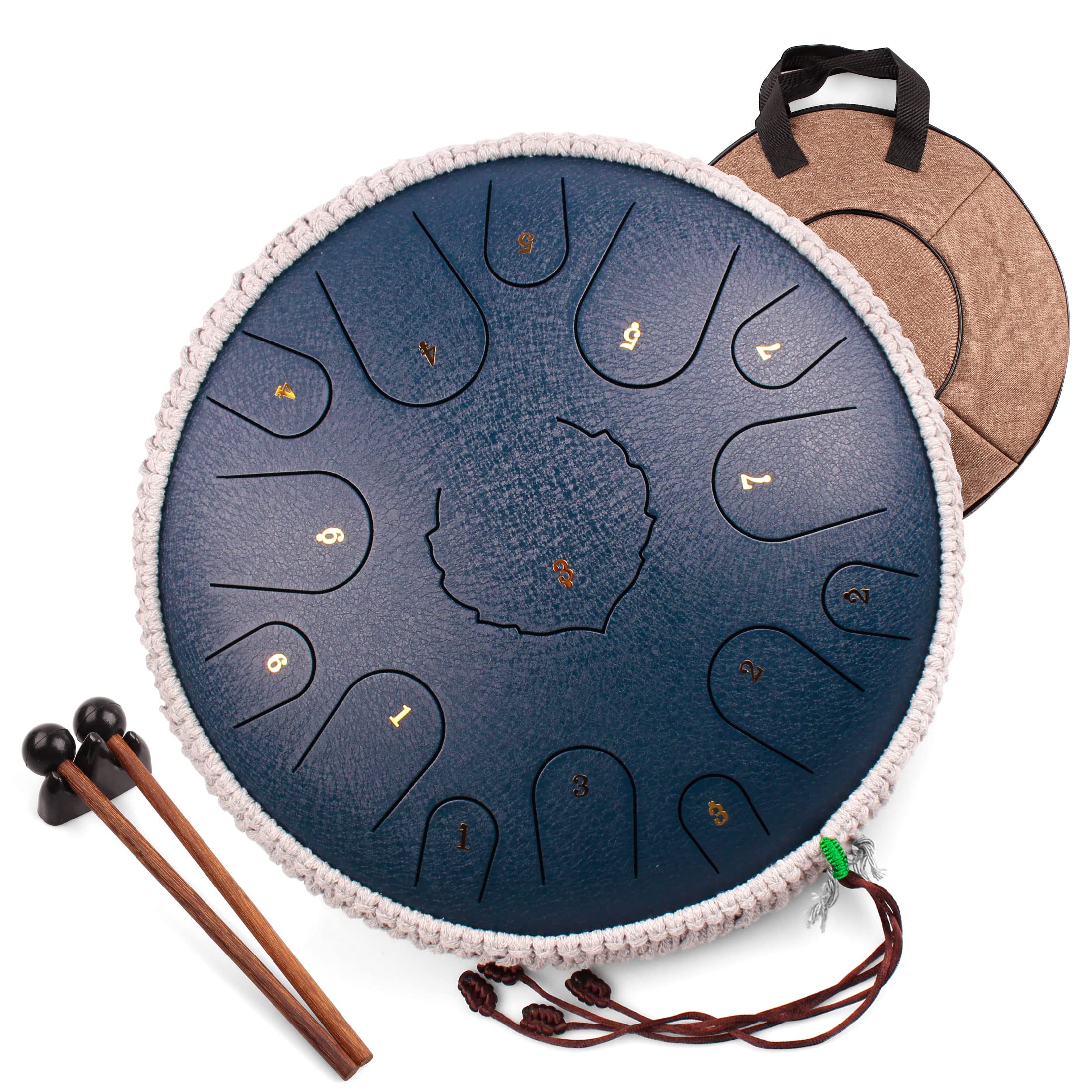 Steel Tongue Drum,15 Notes 14 inch D-Key Handpan Percussion Instrument,for Meditation, Decompression, Music and Gift