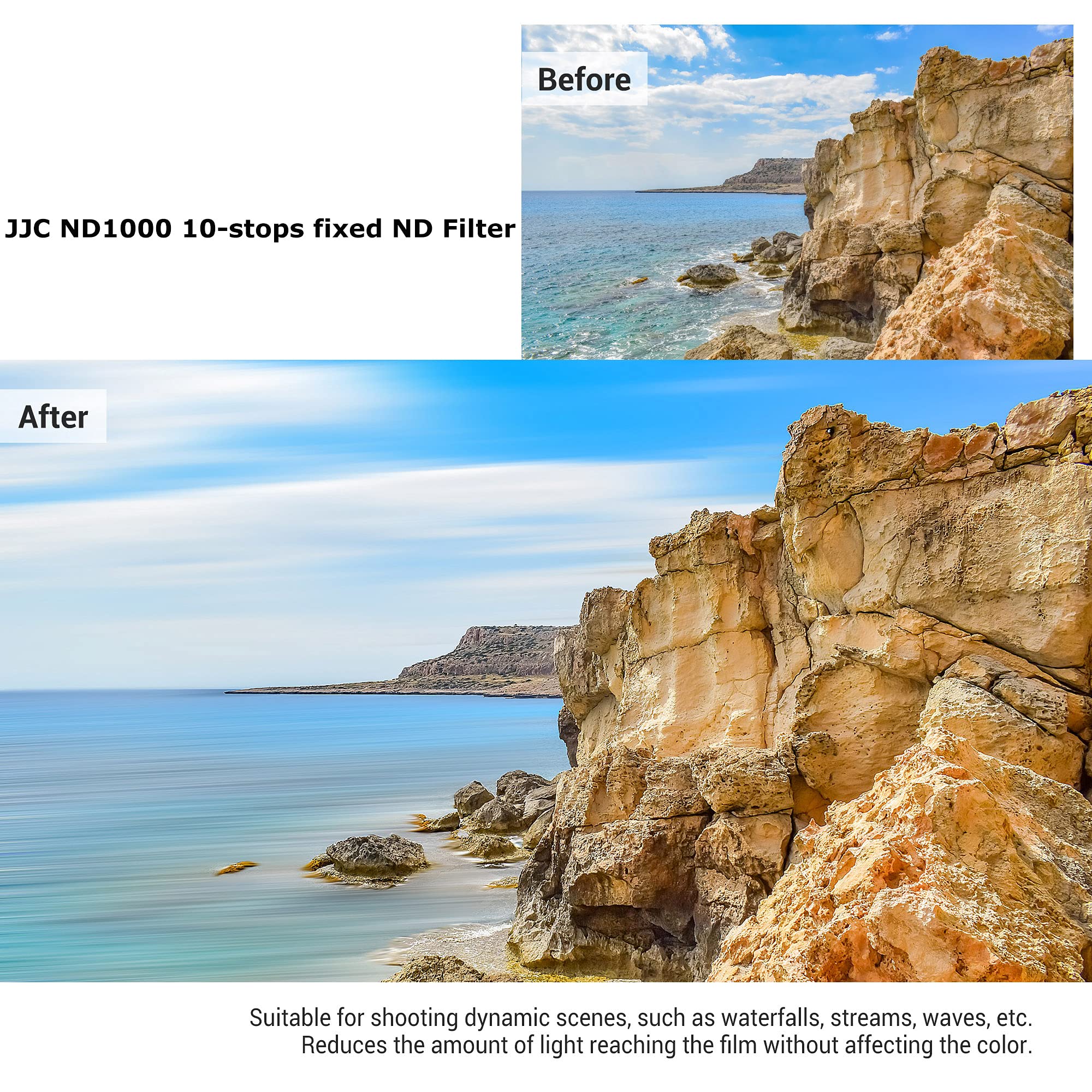 JJC ND1000 Filter 77mm Fixed 10-Stop Neutral Density Optical Glass