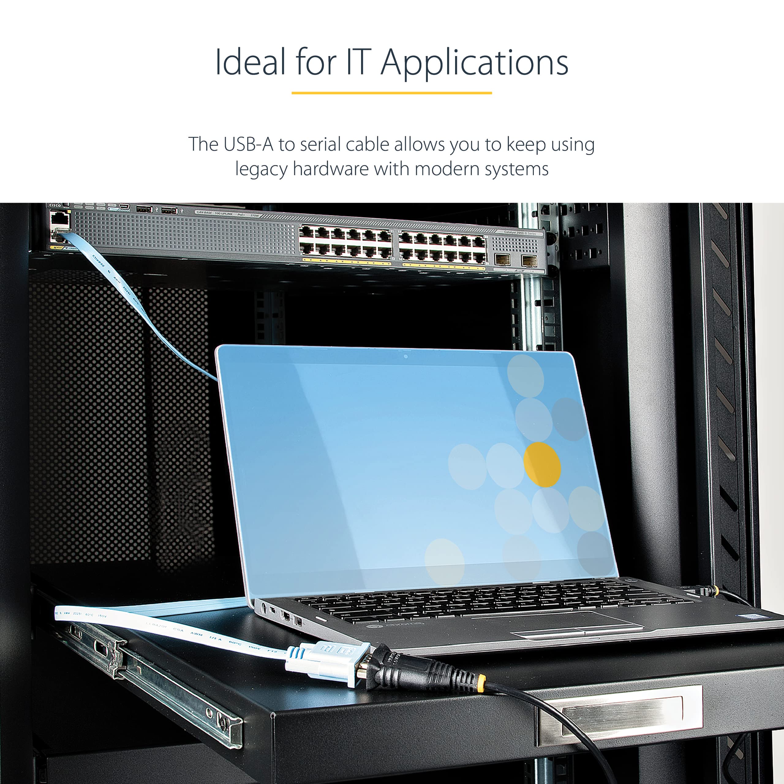 StarTech.com 3ft (1m) USB to Serial Cable, DB9 Male RS232 to USB Converter, Prolific IC, USB to Serial Adapter for PLC/Printer/Scanner/Switch, USB to COM Port Adapter, Windows/Mac (1P3FP USB SERIAL)