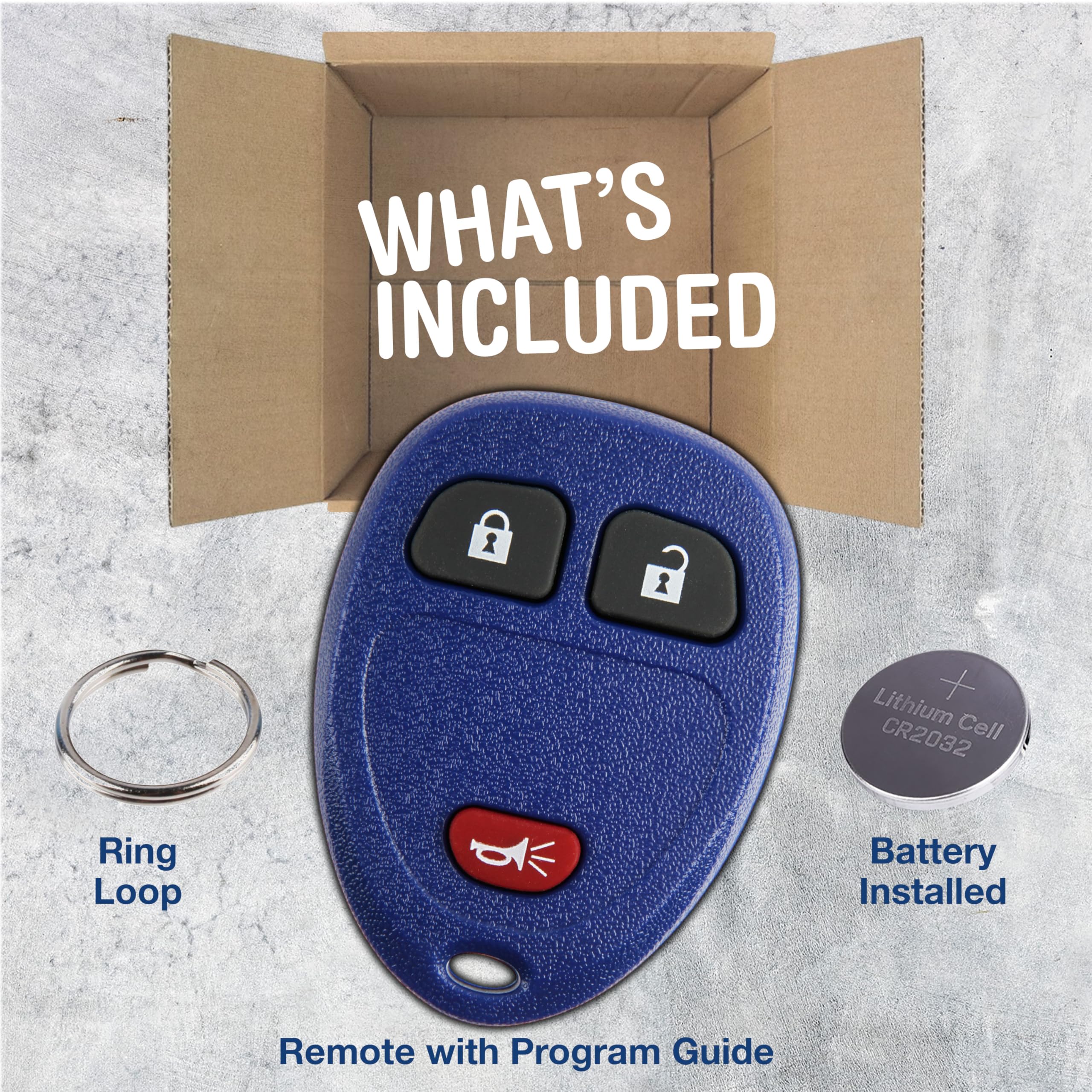 Keylessoption Keyless Entry Remote Control Car Key Fob Replacement For 15913420 Blue