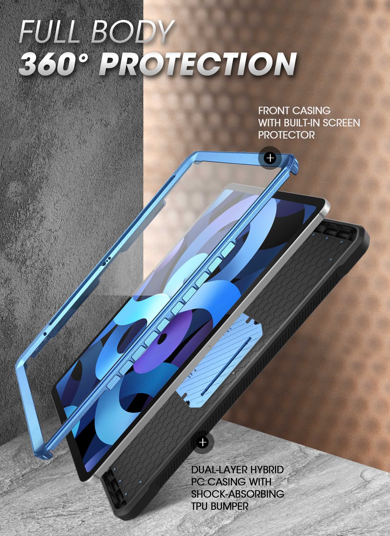 Supcase For Ipad 10Th Generation Case With Screen Protector (Unicorn Beetle Pro), [Built-In Stand & Pencil Holder] Heavy Duty Ru