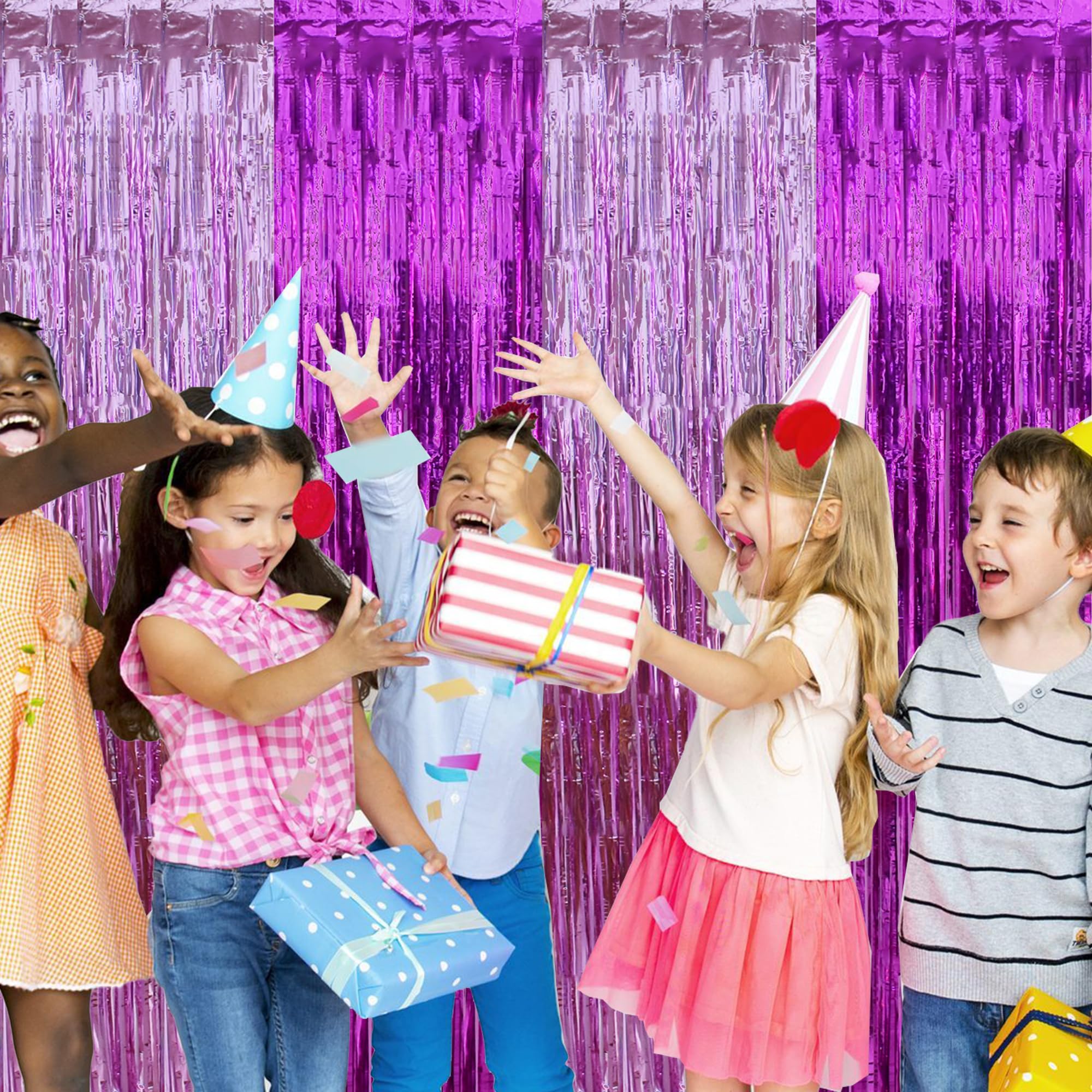 Beishida 2Pcs Hot Pink Pink Door Streamer Hot Pink Backdrop Foil Fringe Tinsel Girls Hot Girls Curtains Backdrops For Birthday B