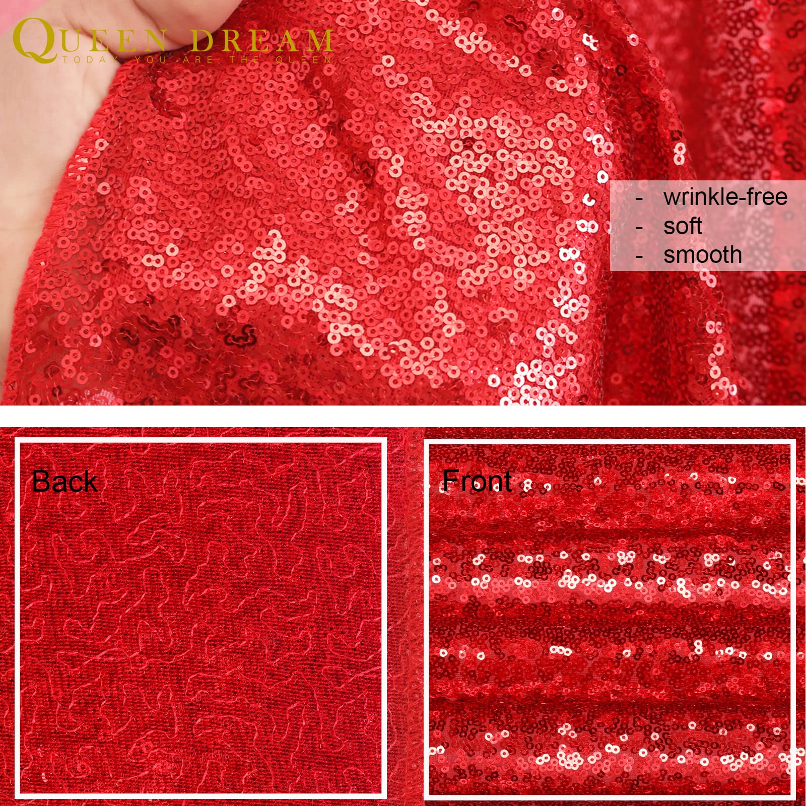 Red Sequin Backdrop 4 Panels 2Ftx8Ft Christmas Party Backdrop Curtains Photo Background Drapes Glitter Birthday Bridal Backdrop