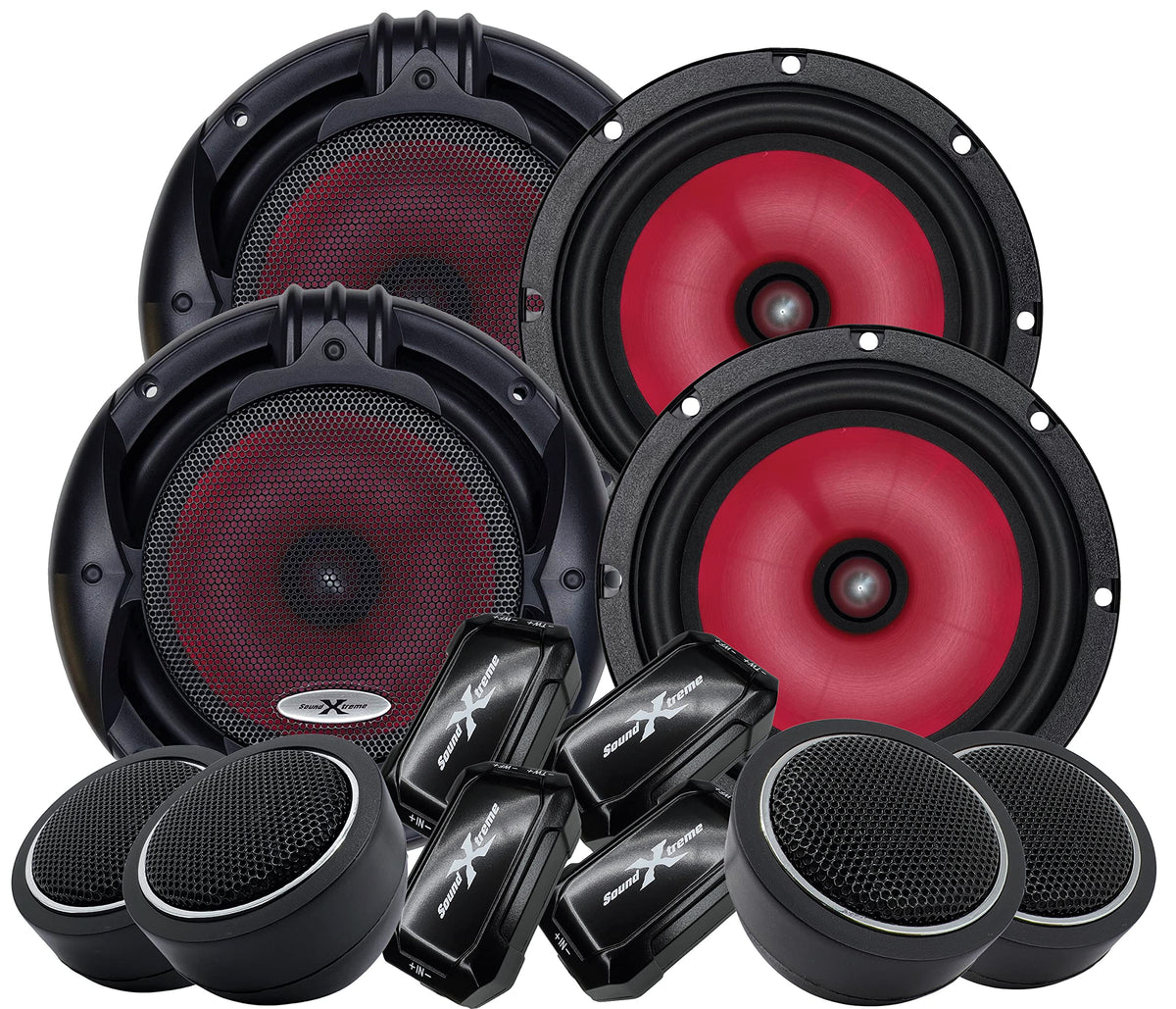 2 Pairs   Soundxtreme 1000W 6.5 Inch 2 Way Car Audio Component Speaker System 6 1/2In Car Audio Speaker For Car, Atv, Rv, Motorc