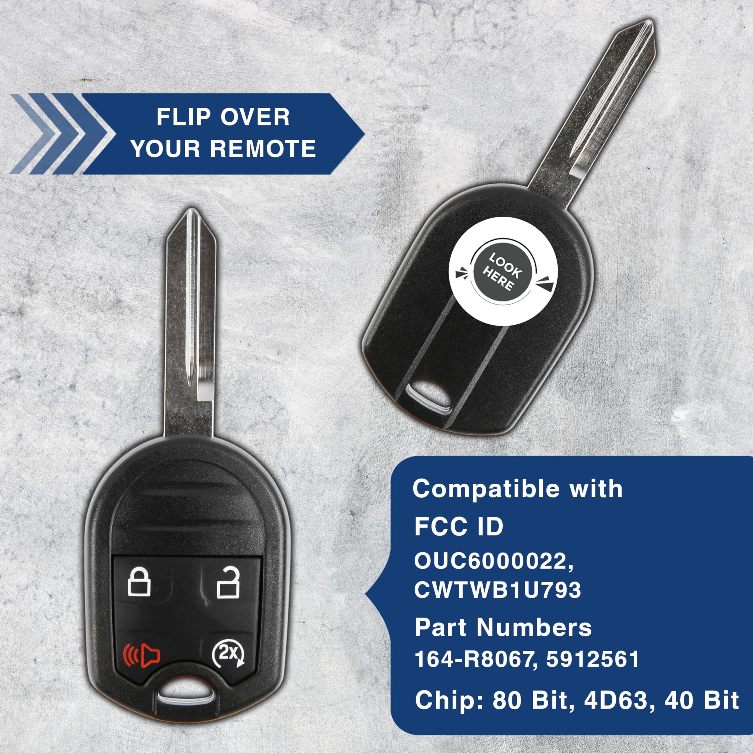 Keylessoption Keyless Entry Remote Fob Uncut Blank Ignition Car Key Remote Start For Cwtwb1U793