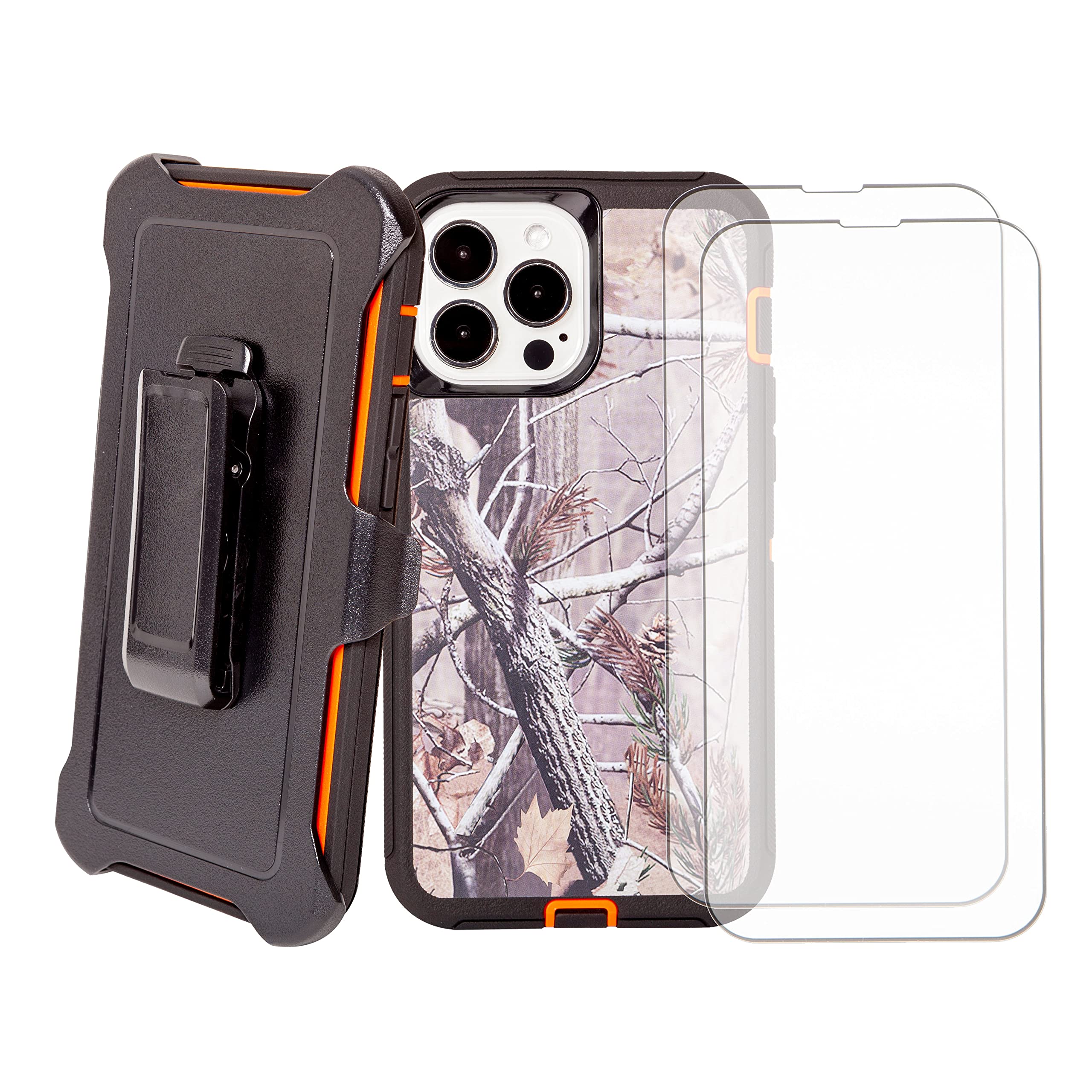 WallSkiN Case for iPhone 13 Pro (6.1 ) with 2 Screen Protectors | Heavy Duty Full Body Military Grade Drop Protection Carrying C