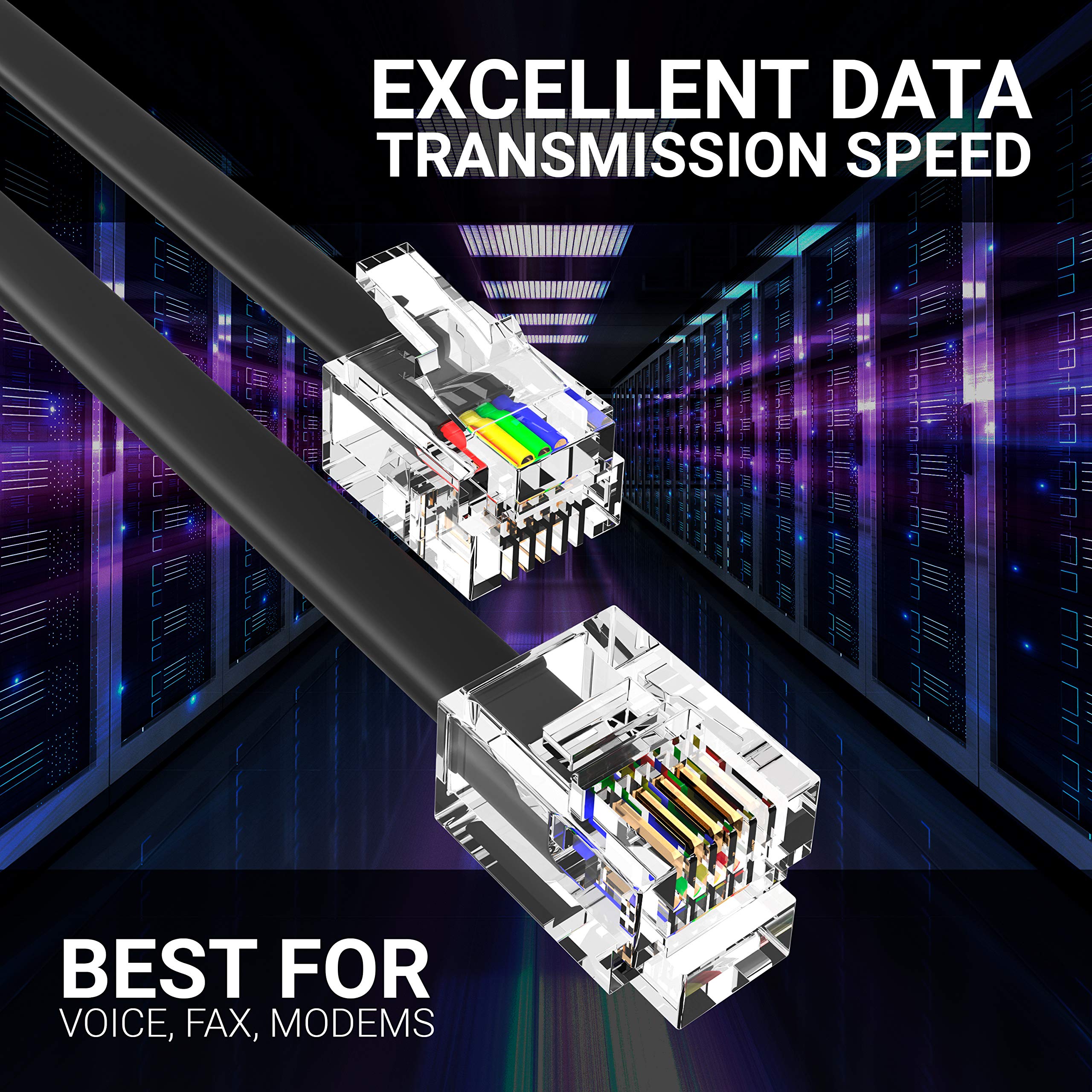 G Plug 15Ft Rj11 Cable Phone Cord For Landline & Telephone Cord For Rj11 To Rj11 Devices   Smooth, Clear Connections & Optimum Q