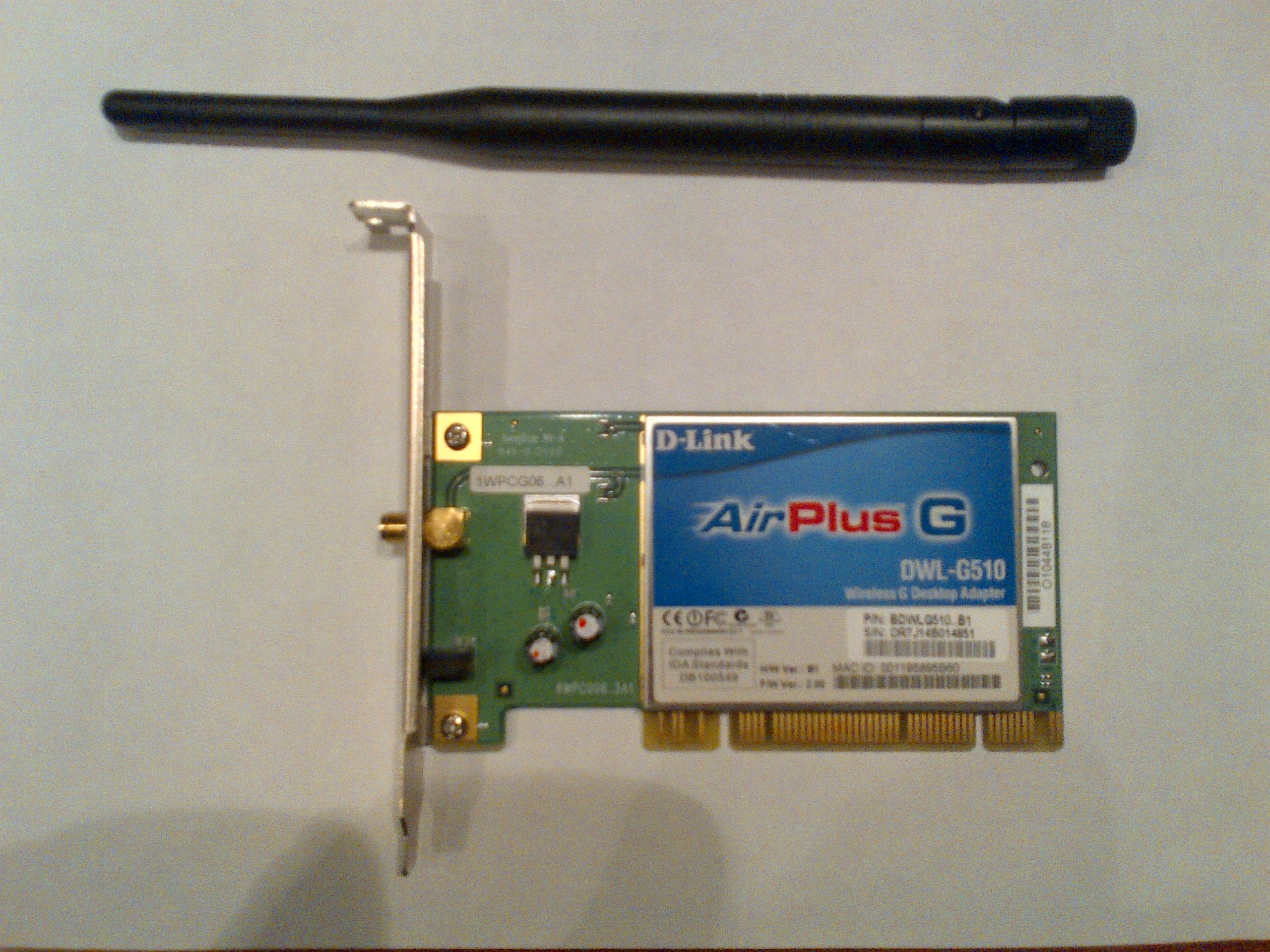 D-Link Dwl-G510 Wireless Pci Adapter, 802.11G, 54 Mbps