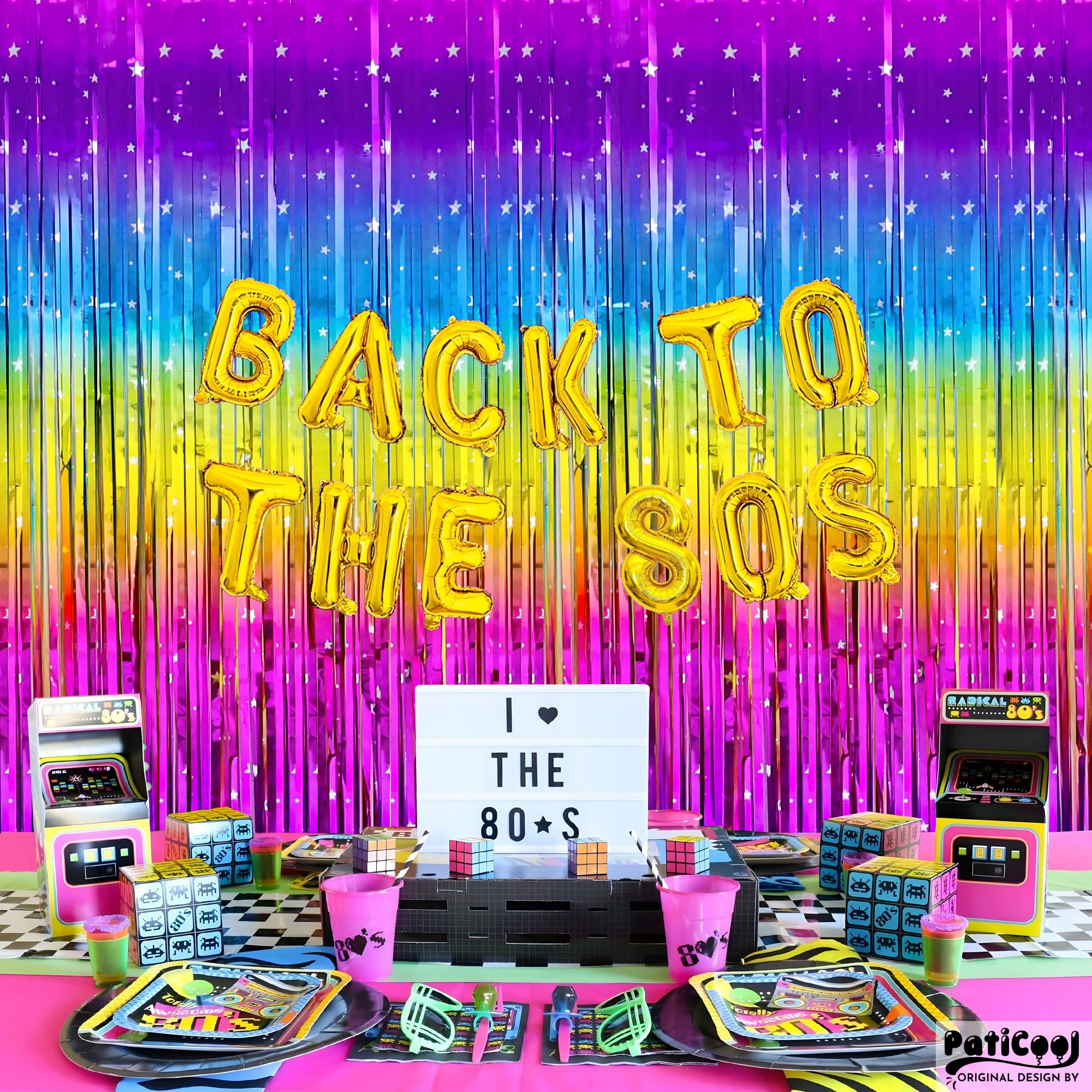 Paticool Sparkly Rainbow Gradient Tinsel Foil Fringe Curtain Backdrop   Thicken 4 Pack 3.2 X 8.2 Ft   Glitter Rainbow Door Strea