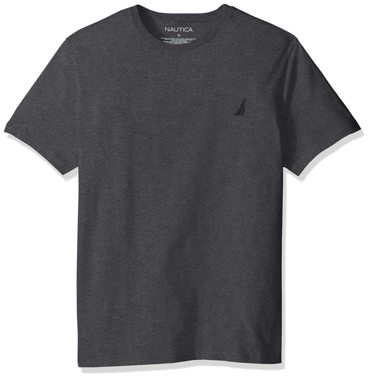 Nautica Mens Short Sleeve Solid Crew Neck T Shirt, Charcoal Grey, Medium