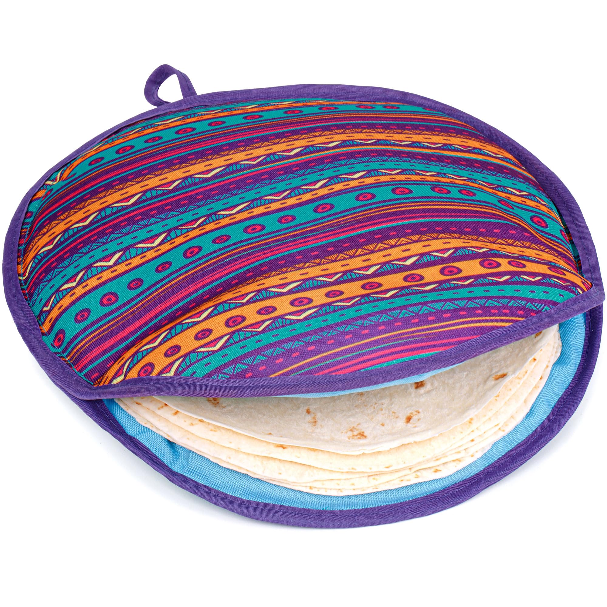 Tortilla Warmer Pouch (Multicolor, 12 Inch), Microwavable Fabric Tortilla Heater Pouch To Keep Tortillas Soft & Warm, Insulated 