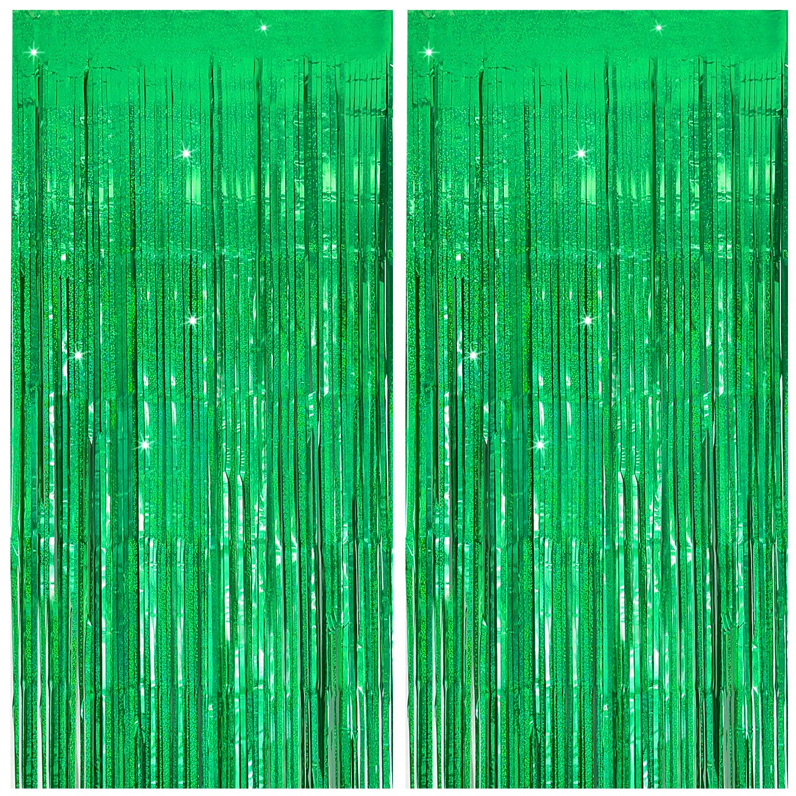 Tinsel Curtain Party Backdrop Green Birthday Party Decorations 2 Packs Glitter Foil Fringe Curtain Party Decor Streamers Photo B
