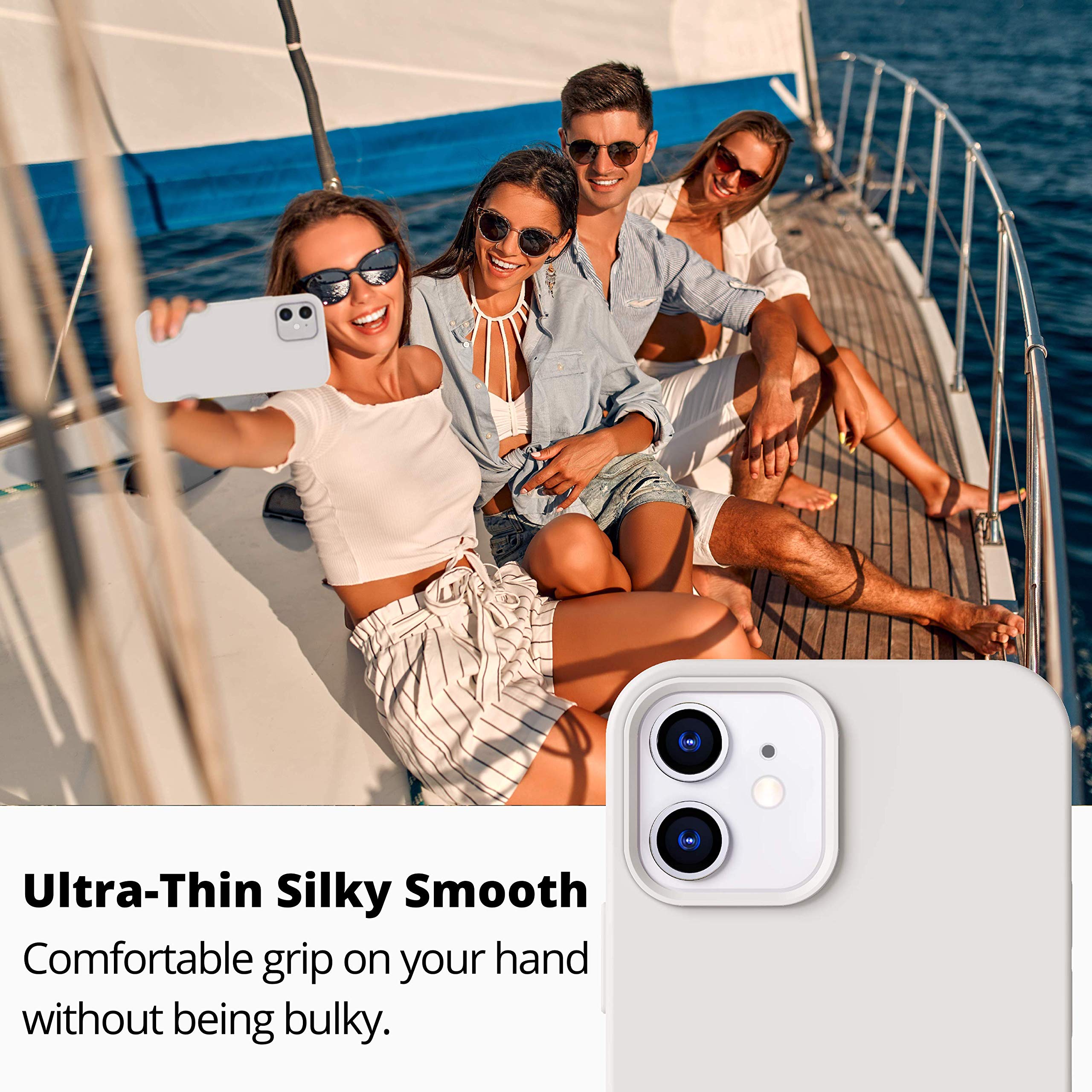 Icesword Iphone 12 Mini Case White, Thin Liquid Silicone Case, Matte Pure White, Soft Silk Microfiber Cloth, Gel Rubber Full Bod