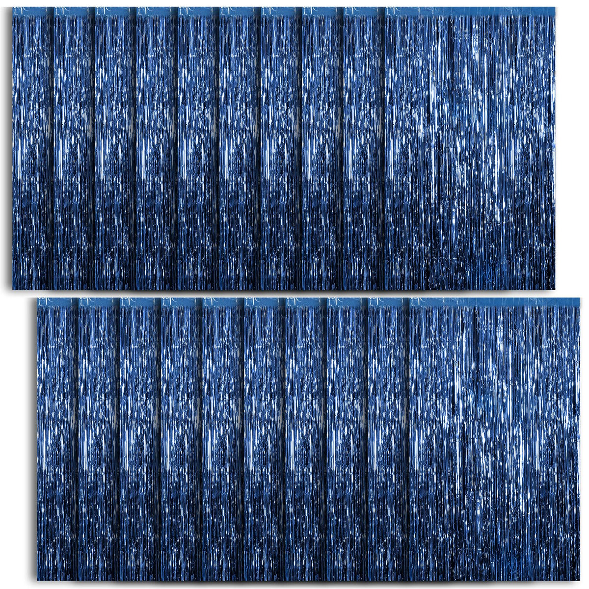 20 Pack Foil Curtain Backdrop Blue Metallic Tinsel Foil Fringe Curtains Photo Booth Props For Birthday Wedding Engagement Baby S