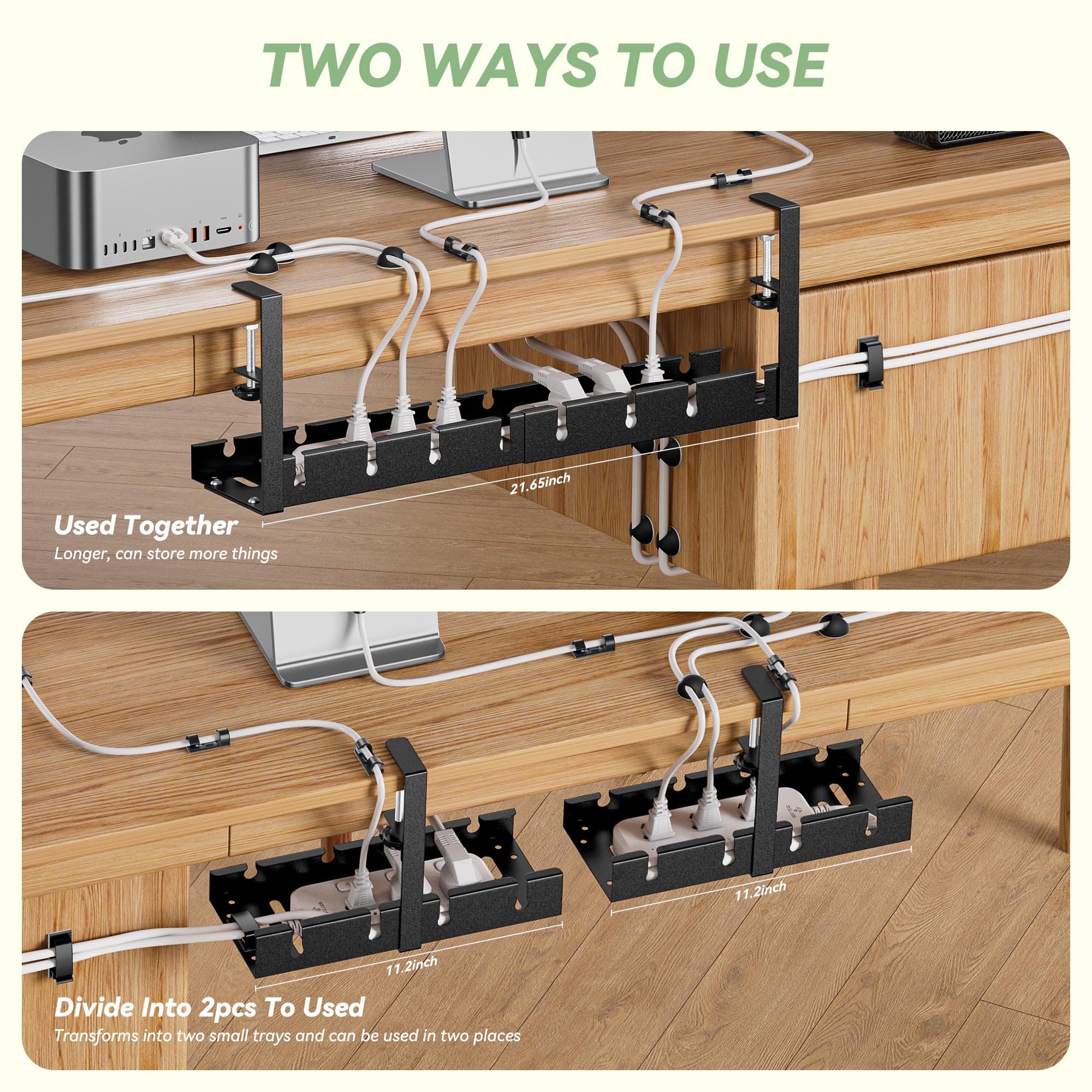Proswift Under Desk Cable Management Tray, Extendable 11.2'' To 21.6'' Cable Management Under Desk Tray, No Drill Cable Tray Und