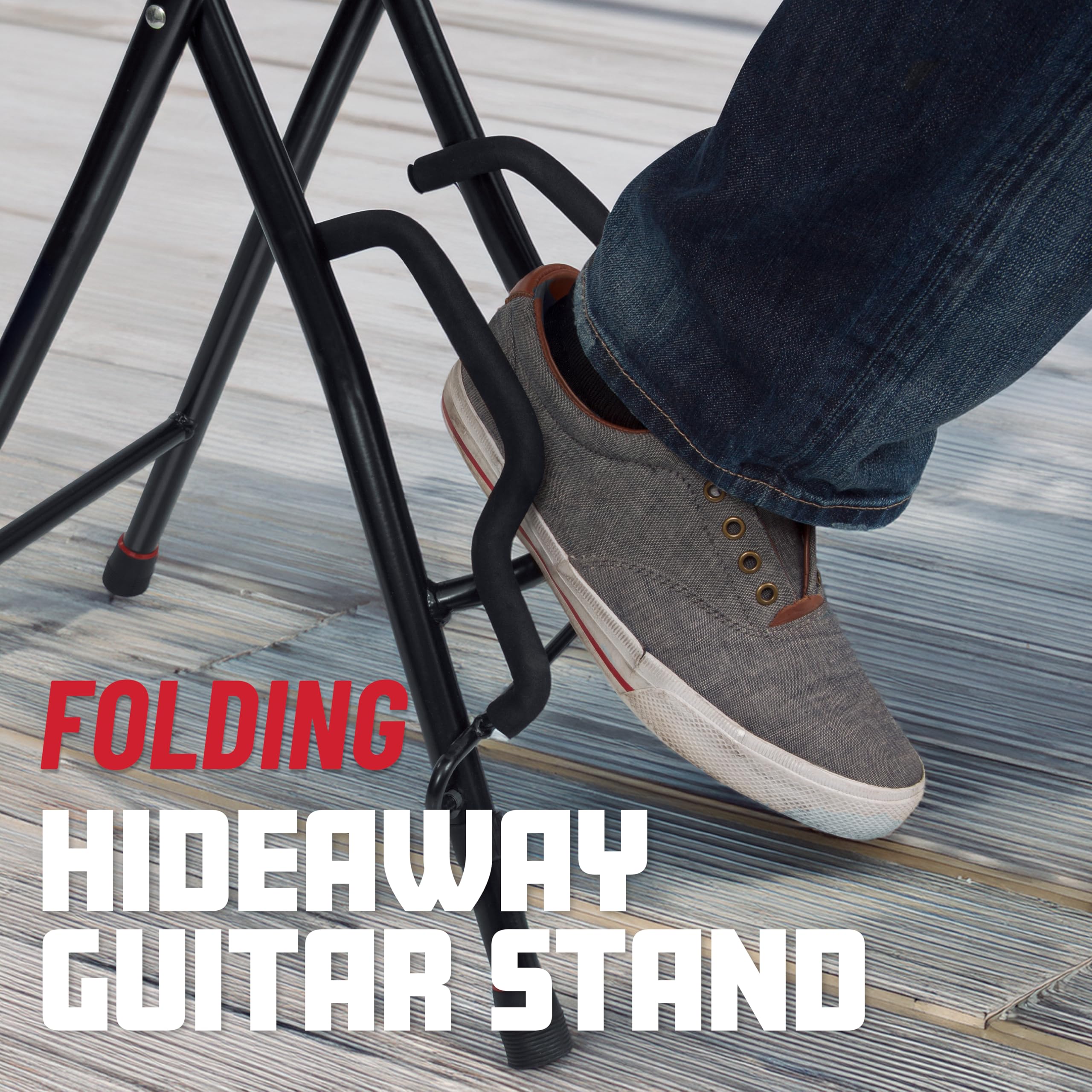 Gator Frameworks Guitar Seat With Padded Cushion, Ergonomic Backrest And Fold Out Guitar Stand, Holds Both Acoustic And Electric