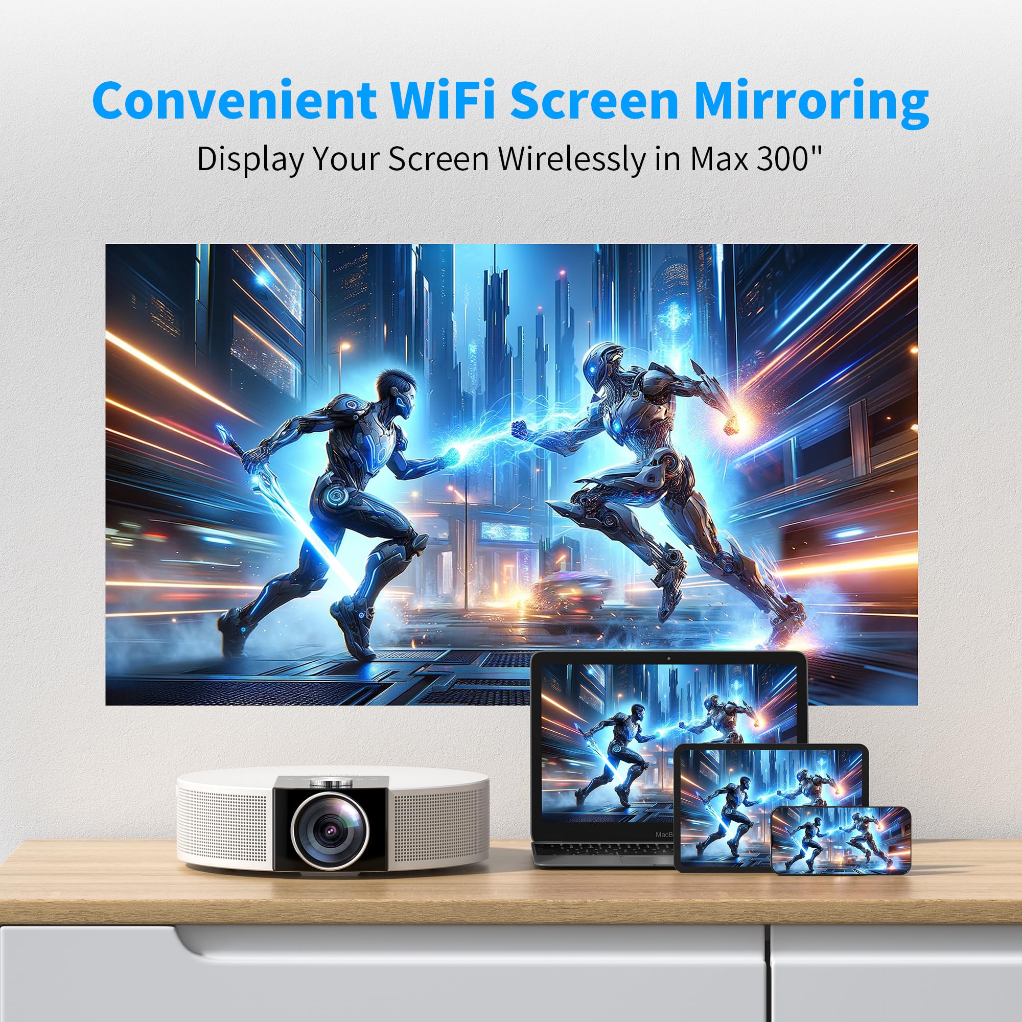 ?? 2024 Premium 4K Mini Projector With Free Tripod | 20000L Native 1080P | 5G Wifi, Bluetooth | Portable Fhd Projector For Smart