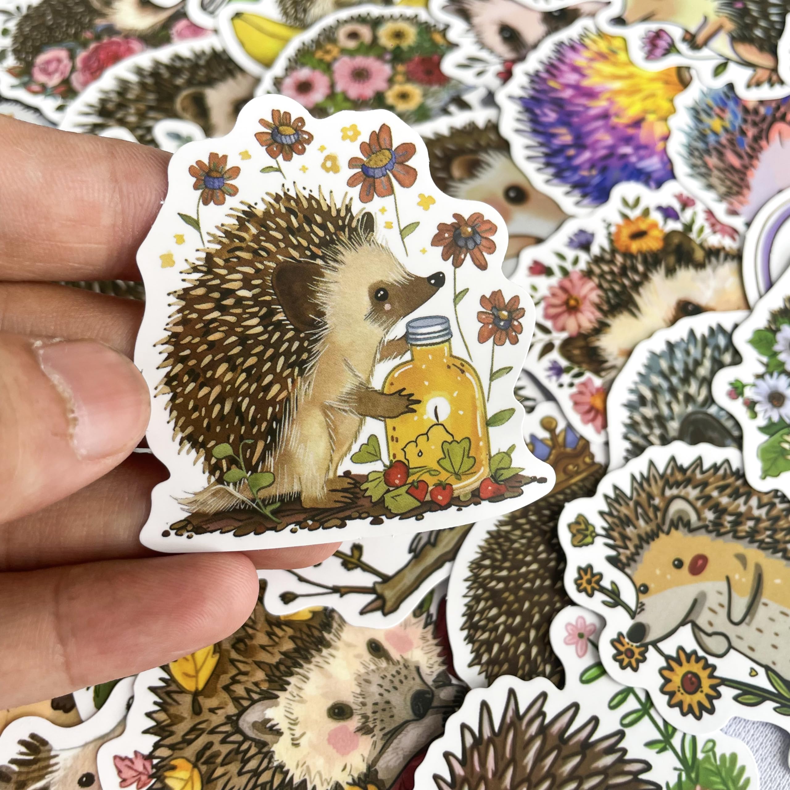 Yoksas Cute Hedgehog Stickers   50Pcs Waterproof Vinyl Kawaii Hedgehog Little Animal Stickers For Water Bottles, Laptops, Phone,