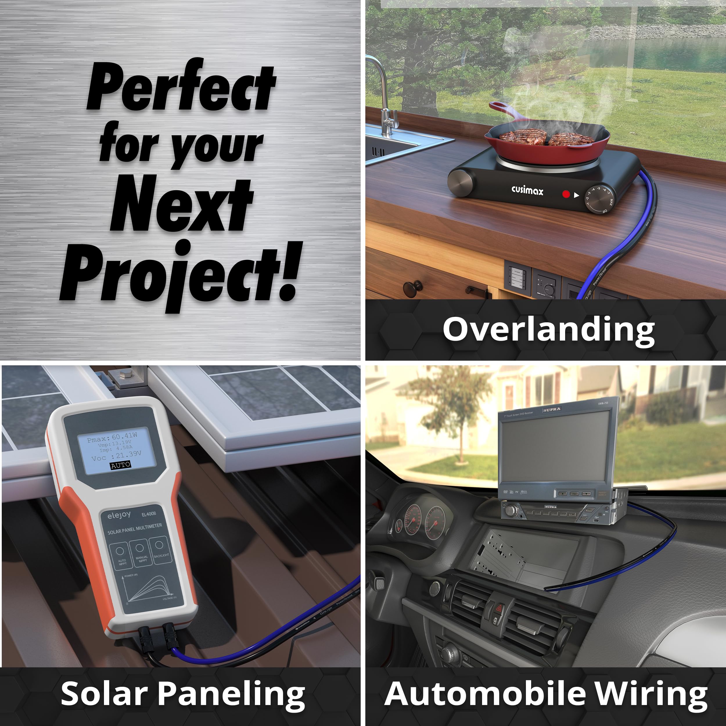 Installgear 1/0 Gauge Wire (50Ft) Copper Clad Aluminum Caa   Primary Automotive Wire, Car Amplifier Power & Ground Cable, Batter