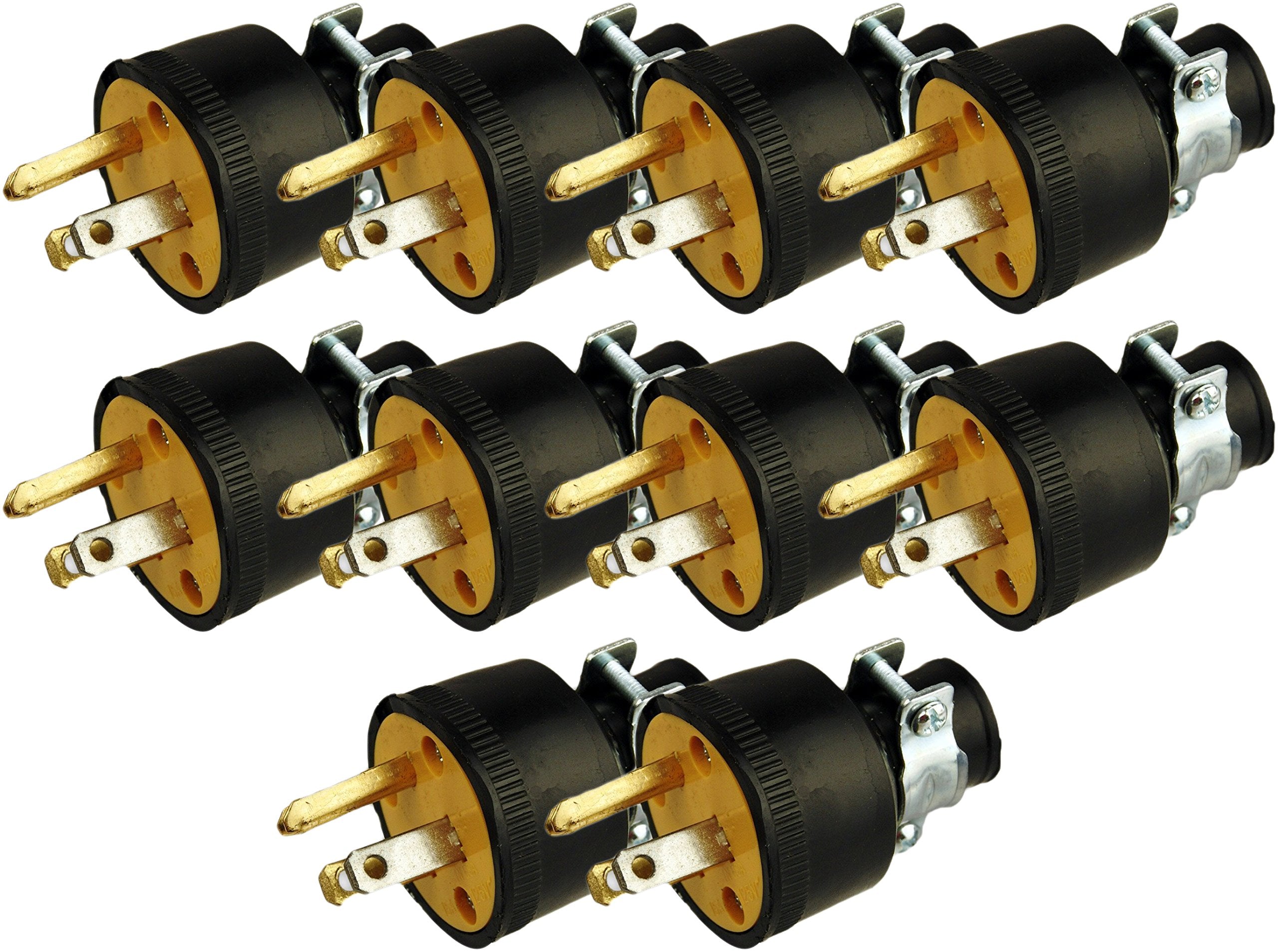 Black Duck Brand Male Extension Cord Replacement Electrical Plugs End (10 Male Electrical Plugs End)