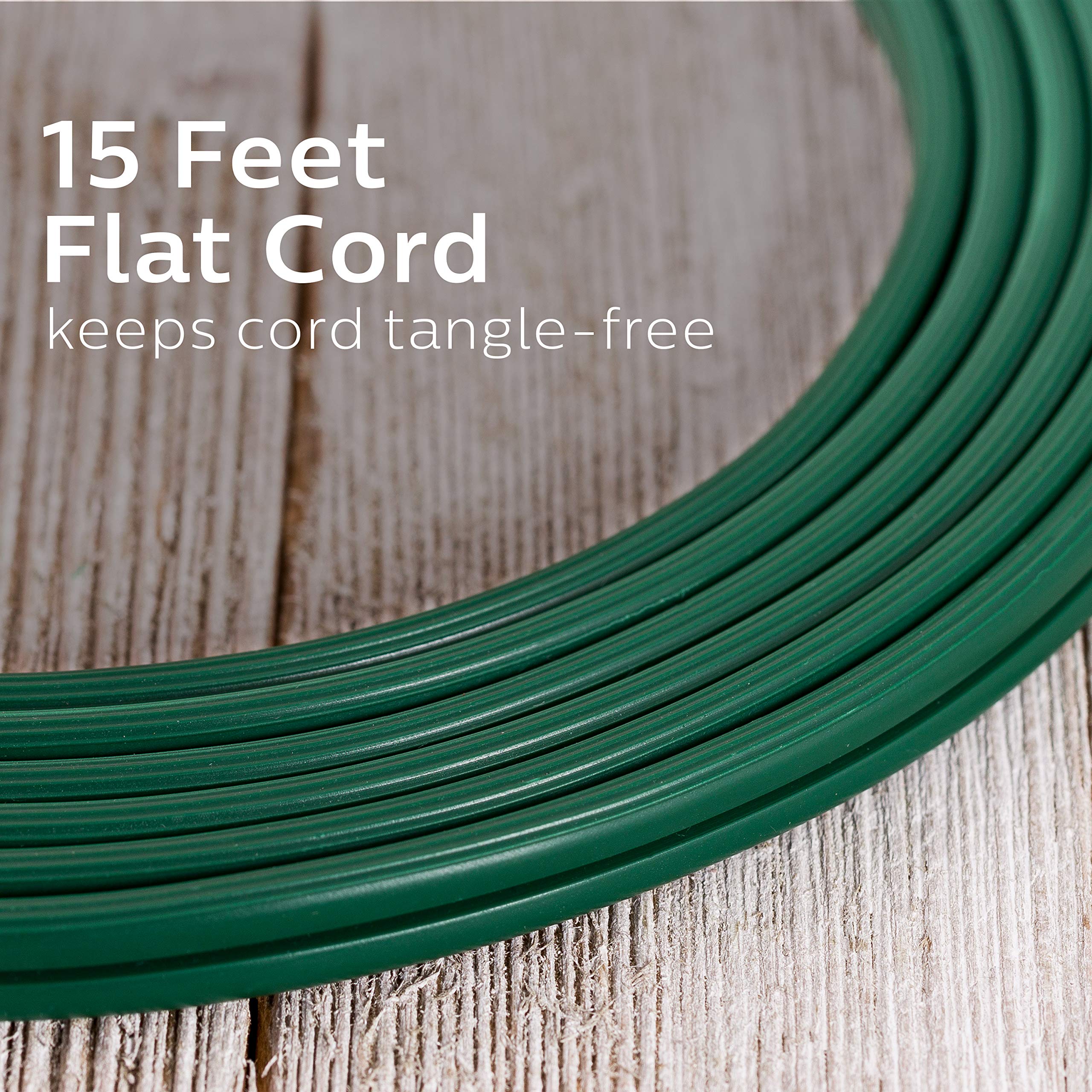 Philips Extension Cord, 15 Ft, 3 Outlet Flat Plug Extension Cord, Flat Extension Cord With Multiple Outlets, 2 Prong Extension C