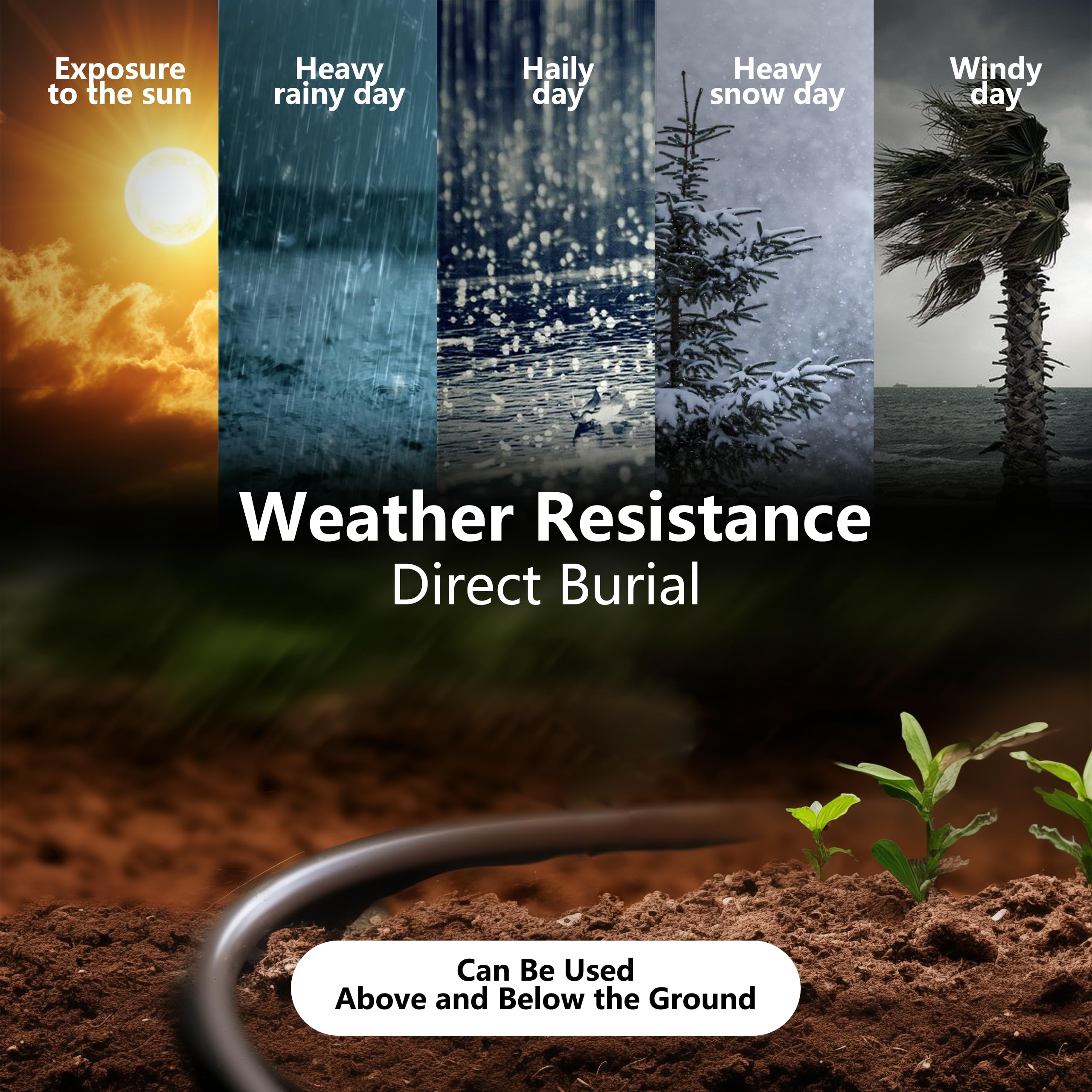 Cat 6 Outdoor Ethernet Cable 100 Ft, Support Cat8 Cat7 Network, 10Gbps 24Awg Pure Copper, Direct Burial In Ground Waterproof Uv